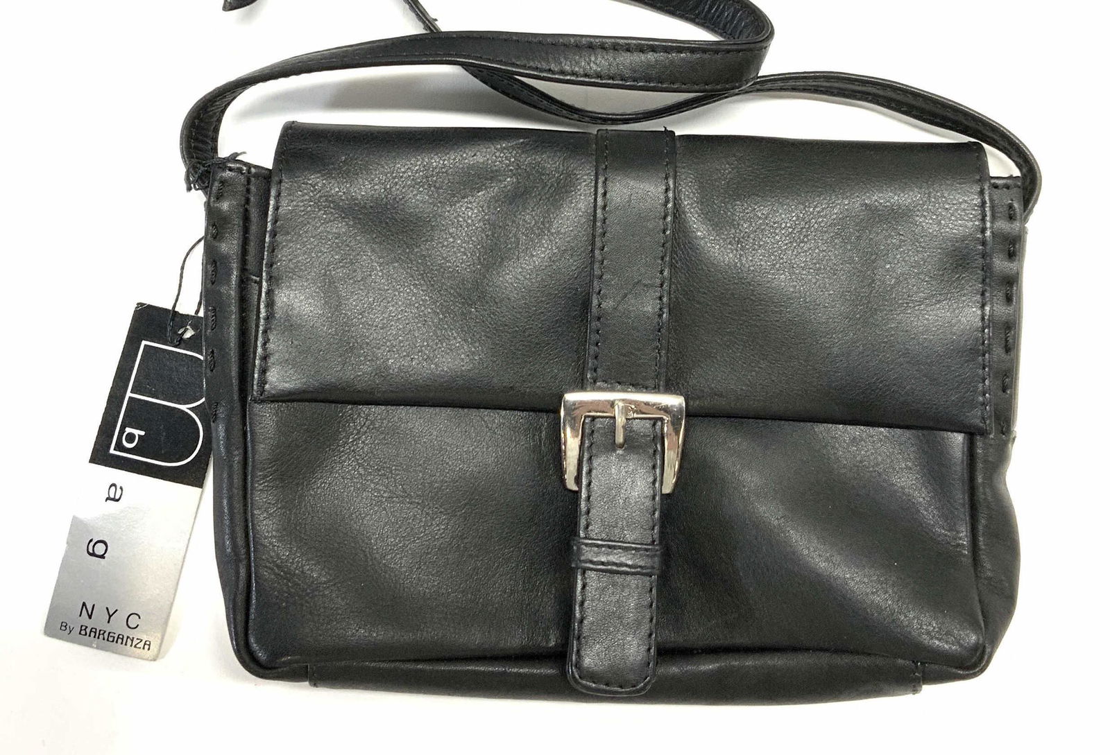 BARGANZA Black Genuine Leather Shoulder Bag NWT (1 of 7)