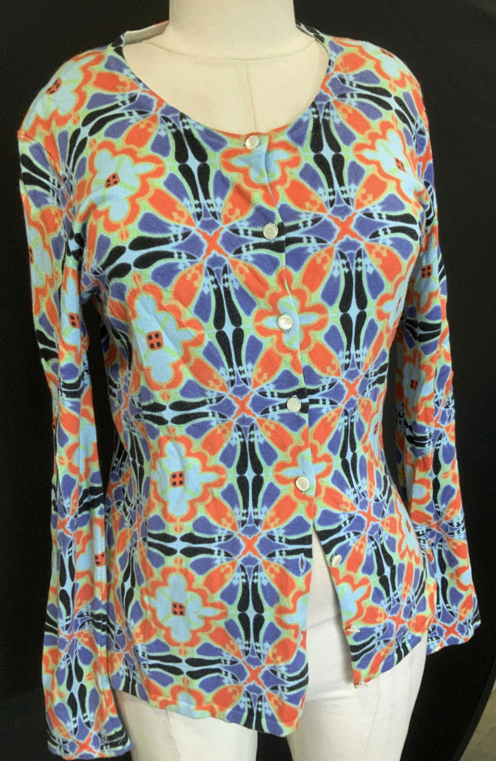 J. McLaughlin Cotton Psychedelic Flower Cardigan (1 of 6)