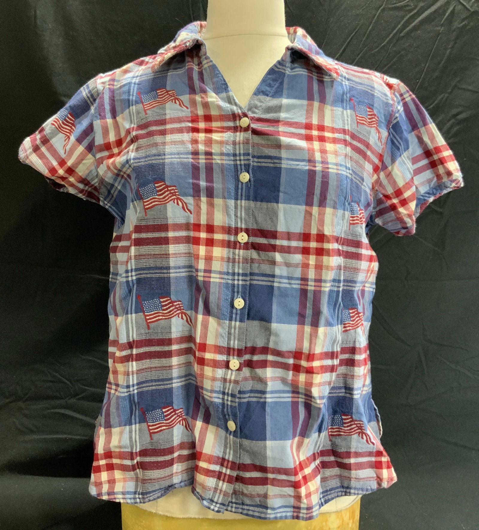 ANGELIGNE Plaid American Flag Shirt (1 of 7)
