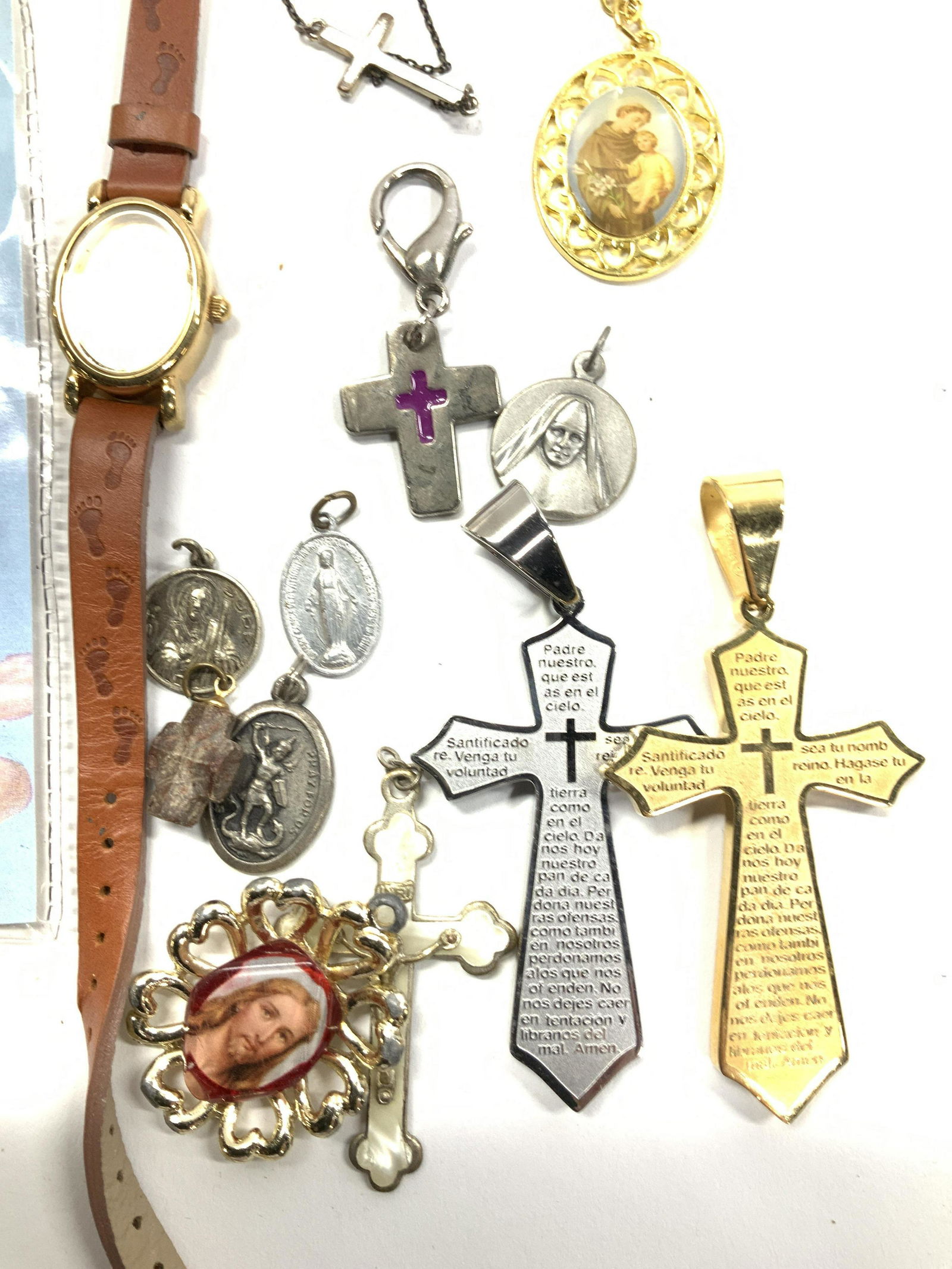 Lot 14 Religious Jewelry, Crucifix, Watch, Neck. (1 of 10)