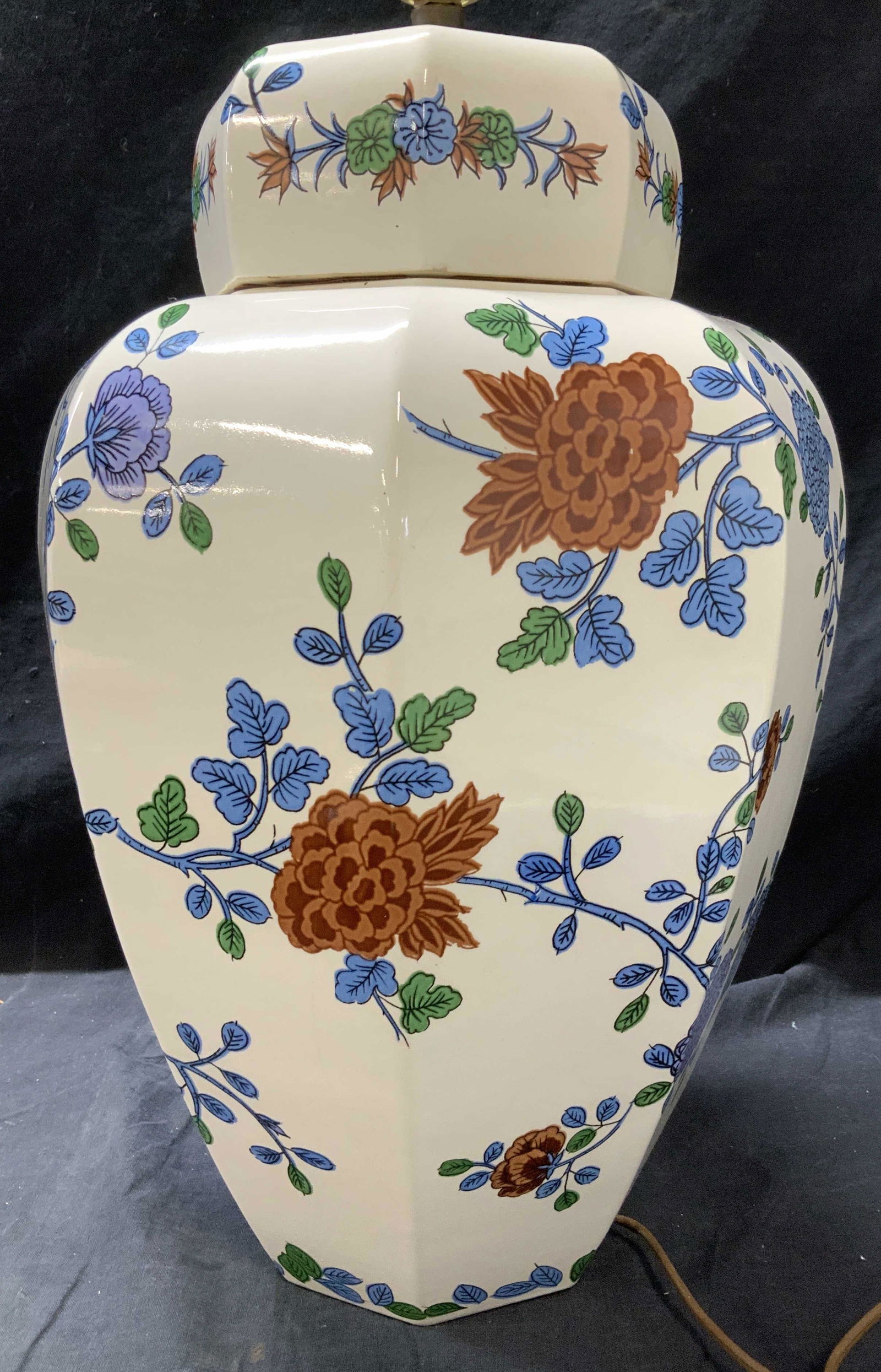 Asian Flower White Porcelain Lamp (1 of 7)