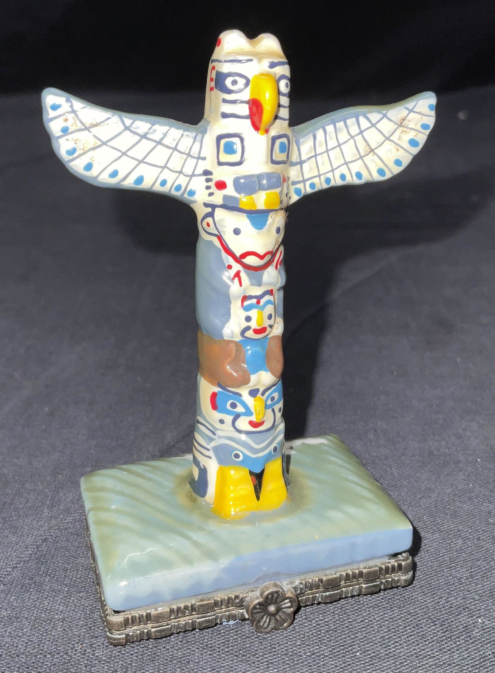 Totem Motif Porcelain Figural Box (1 of 6)