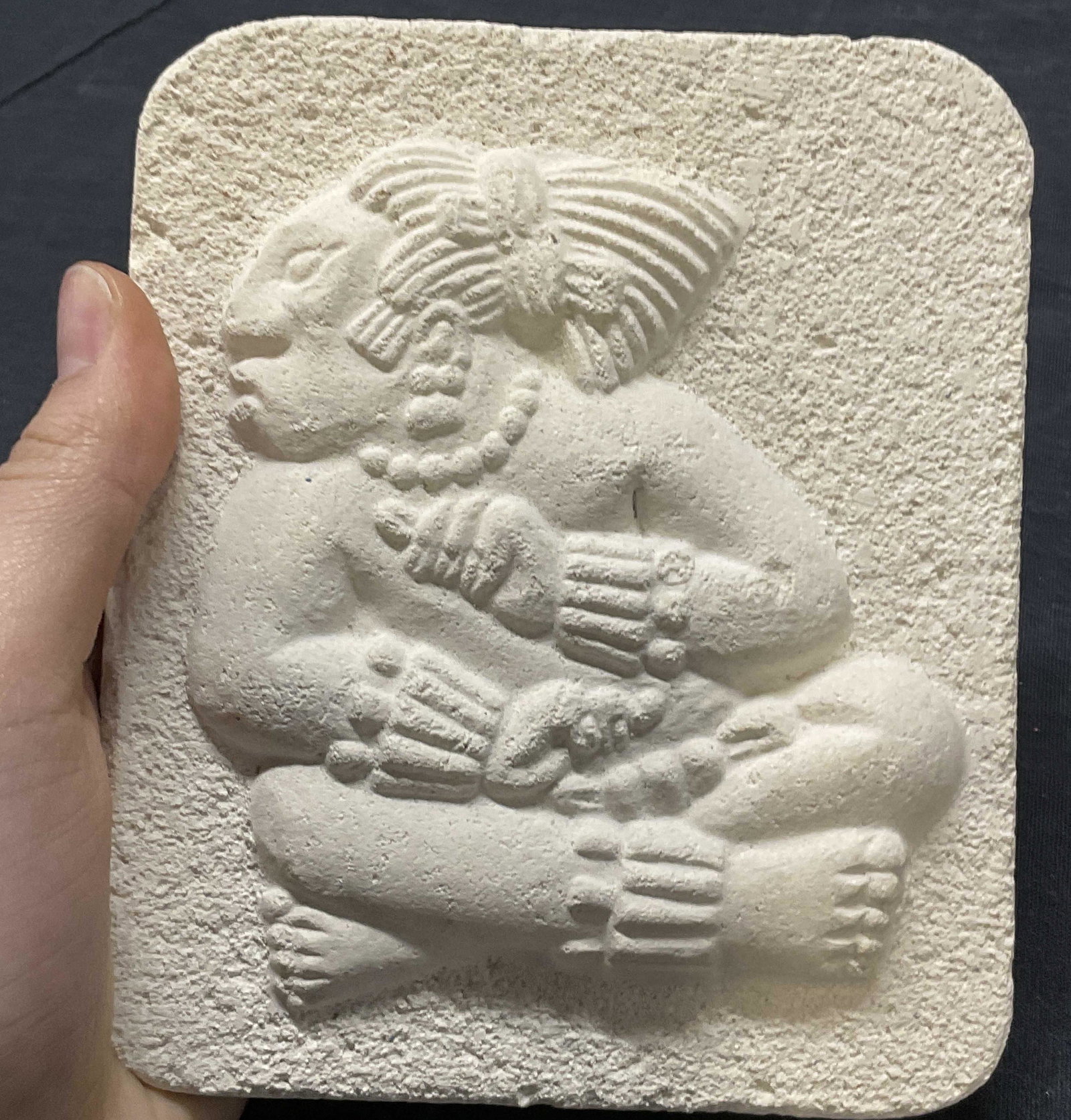 Replica of The Number Zero, Mayan Engraving: Replica of The Number Zero, Mayan Engraving. Information to piece on back of replica. (See photos). Measures approx 5.5 x 4.75 inches. Made of composite stone material, no visible wear to piece. Repli