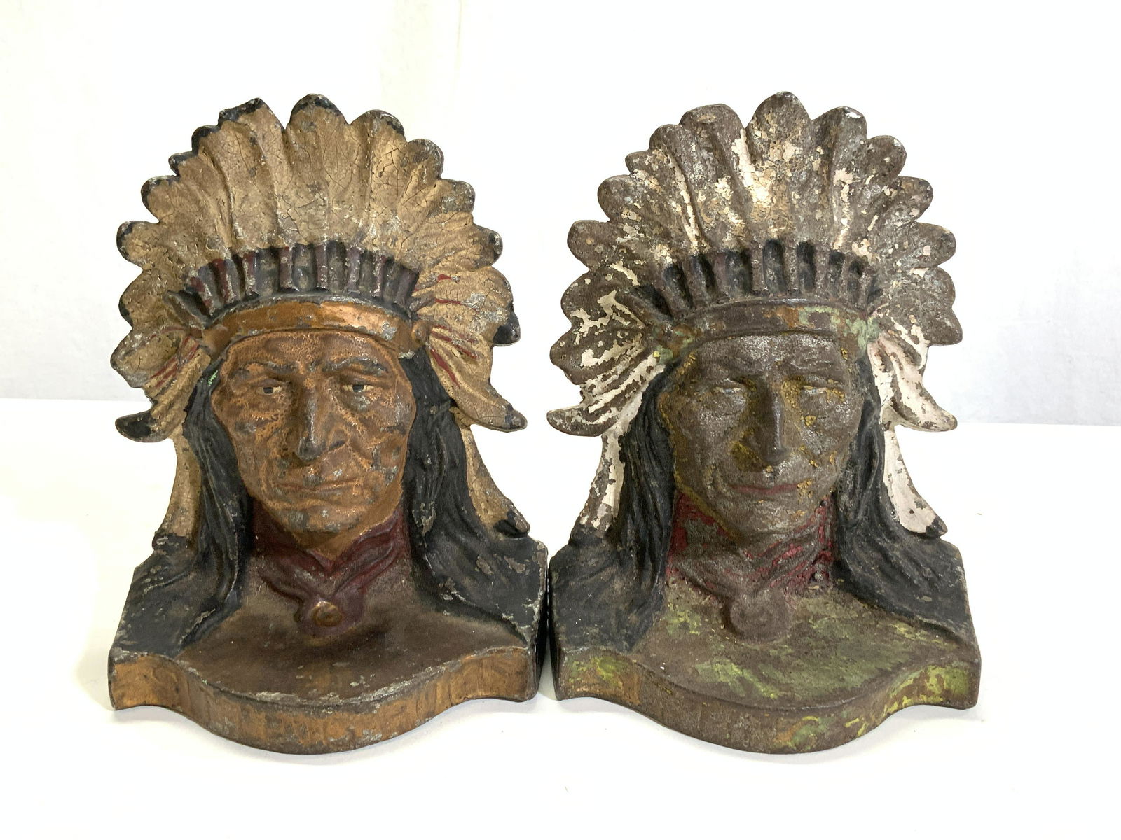 Pair Cast Iron Native American Chief Book Ends (1 of 8)