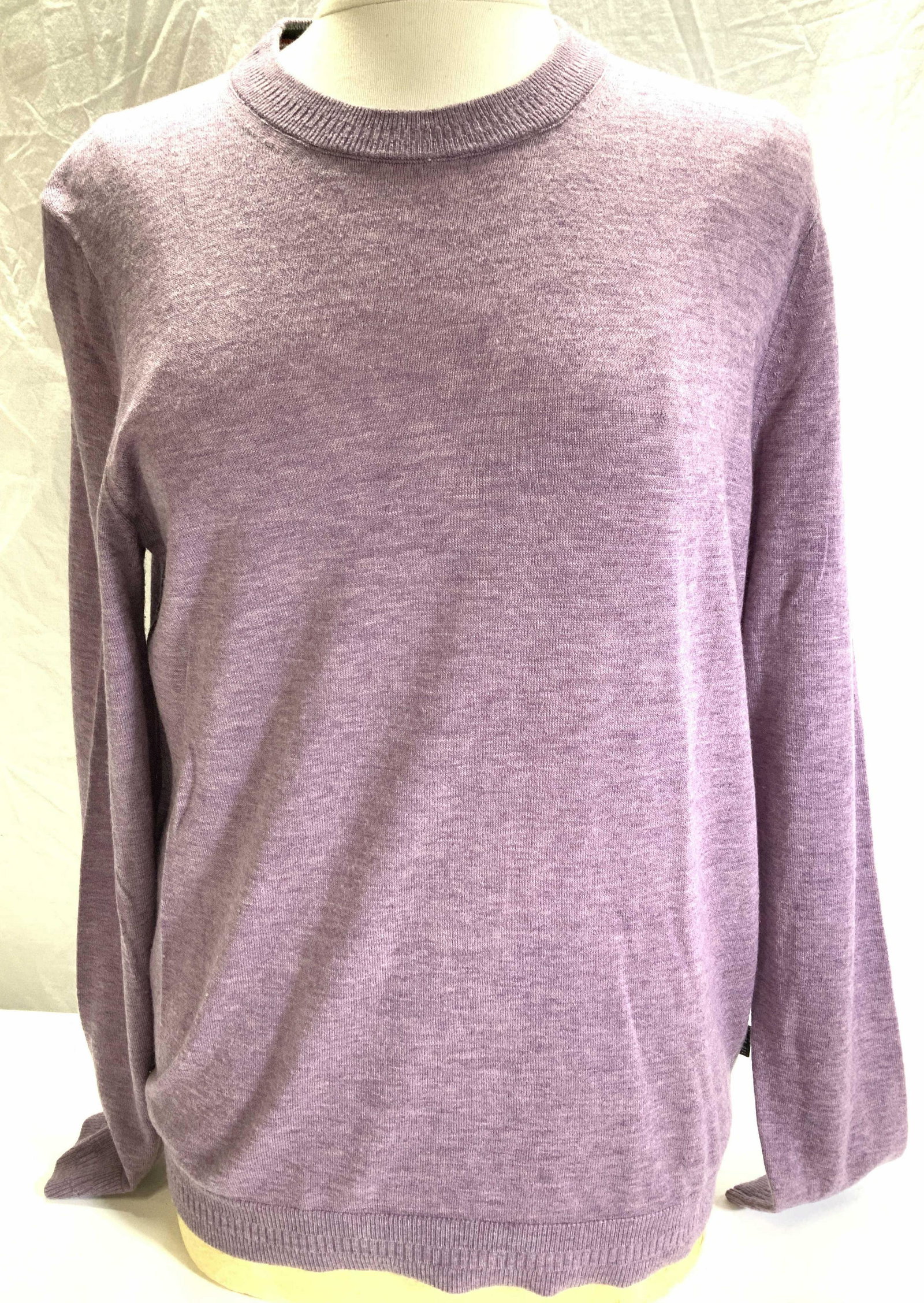Ted Baker LONDON Wool Blend Pullover Sweater: Heather Eggplant Wool blend pullover sweater with crew neck. 45% wool, 25% polyamide, 24% lyocel, 5% cashmere. Size 4 for the designer Ted Baker Clothing. 38 in waist.unisex. Designer Ted Baker, Sweat