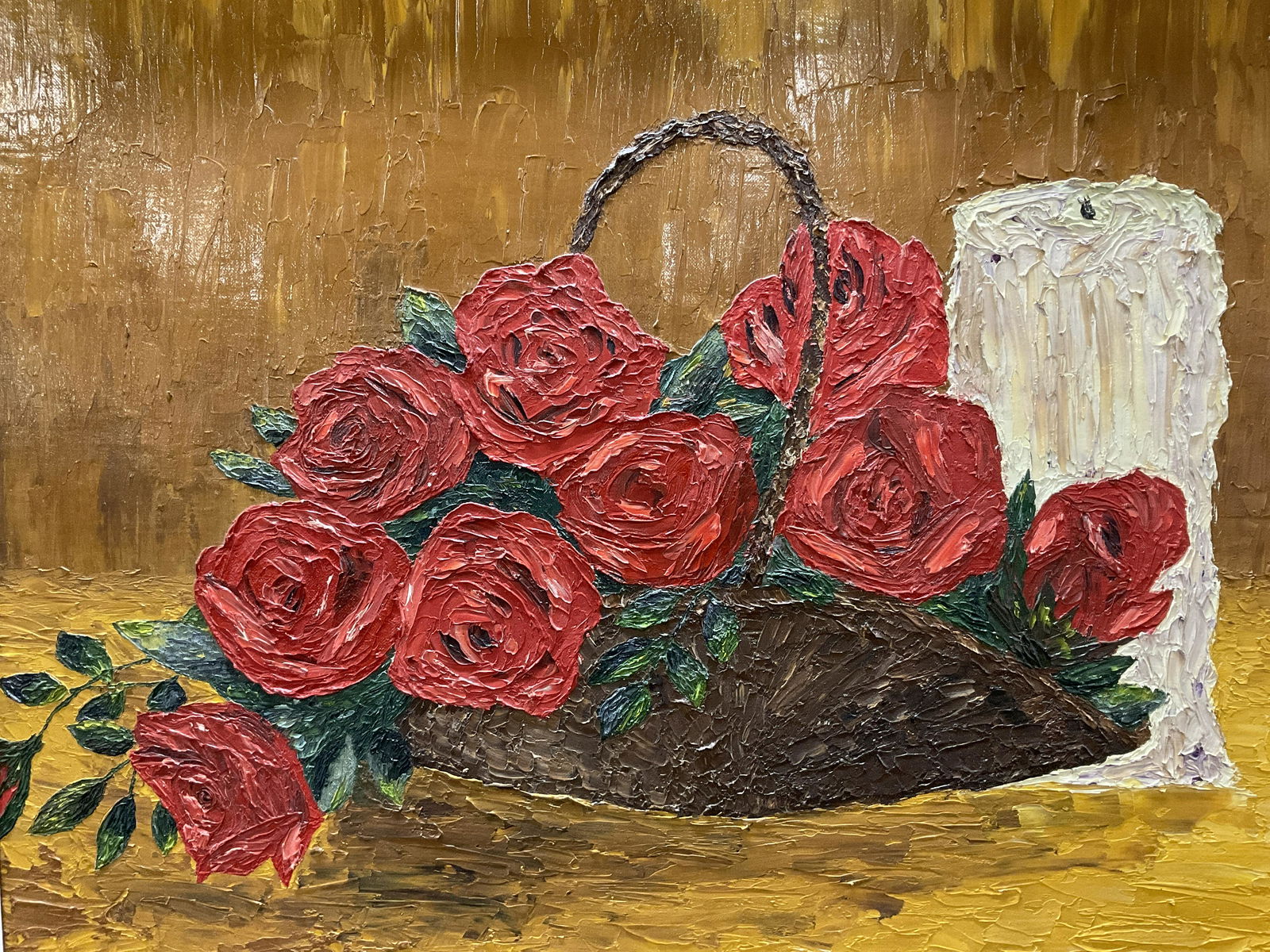 Rose Still Life Oil Painting, Framed (1 of 6)