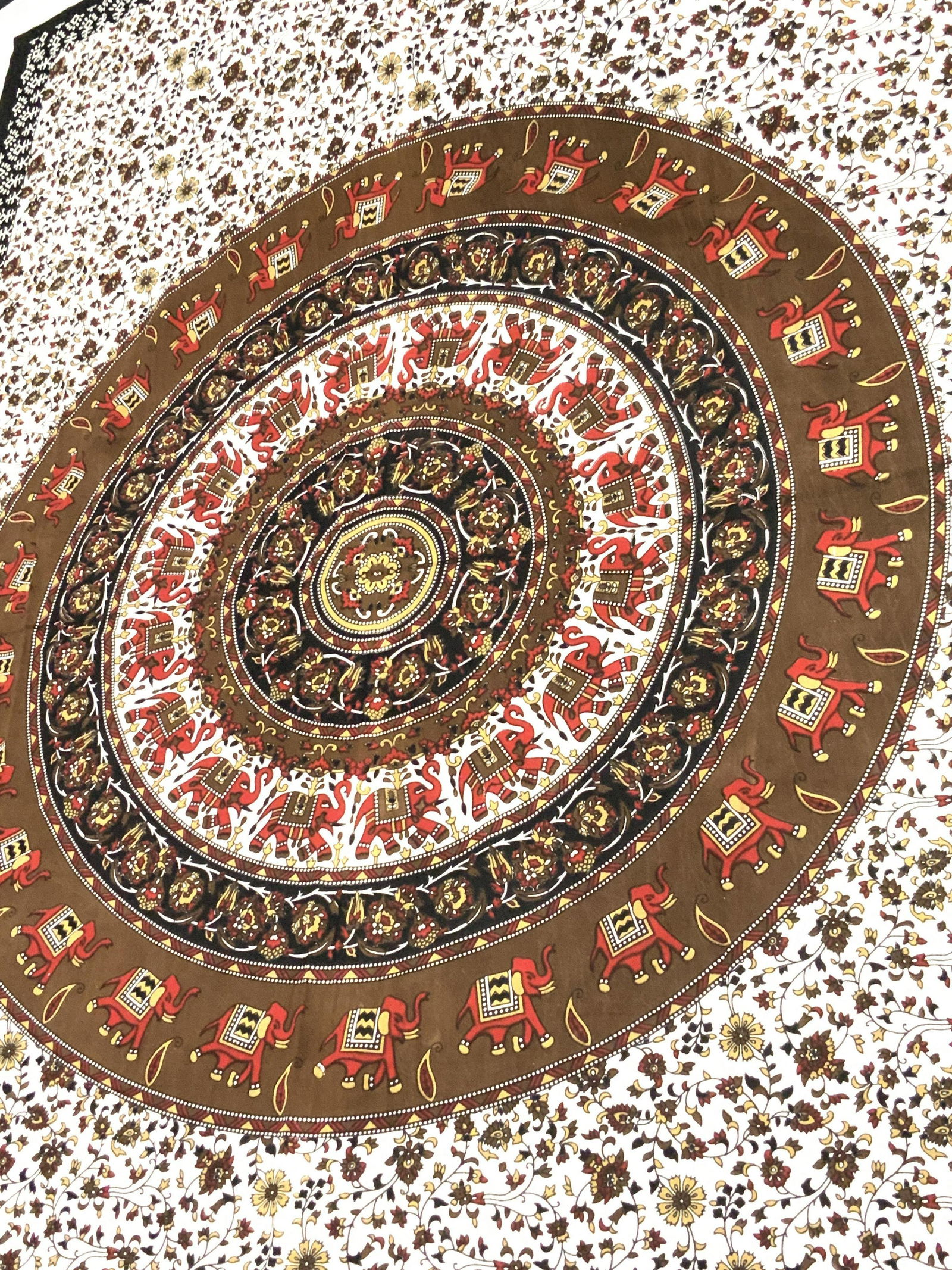 Indian Cotton Tapestry w Elephant Medallion, new (1 of 6)