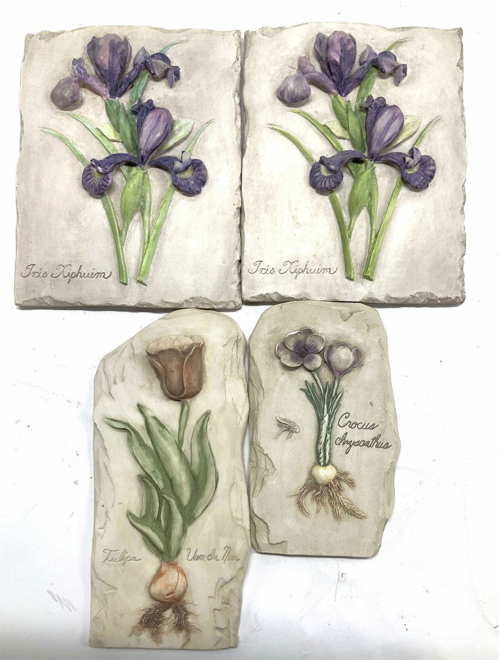 Set 4 Handmade Hen-Feathers Botanical Wall Plaques (1 of 7)