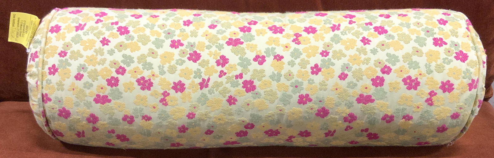 Floral Upholstered Brocade Bolster Pillow (1 of 7)