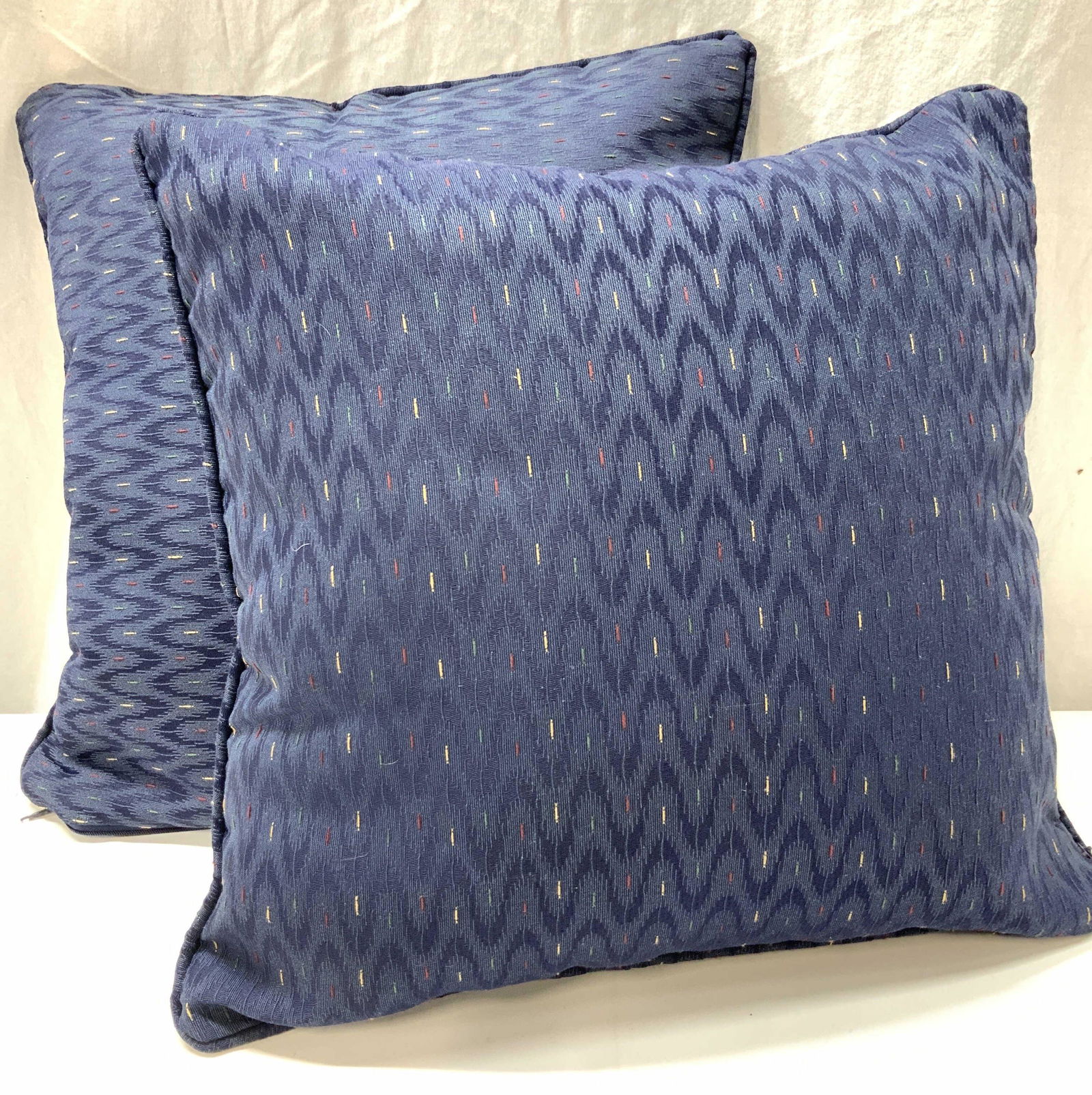 Pair Blue Jacquard and Chenille Toss Pillows (1 of 6)