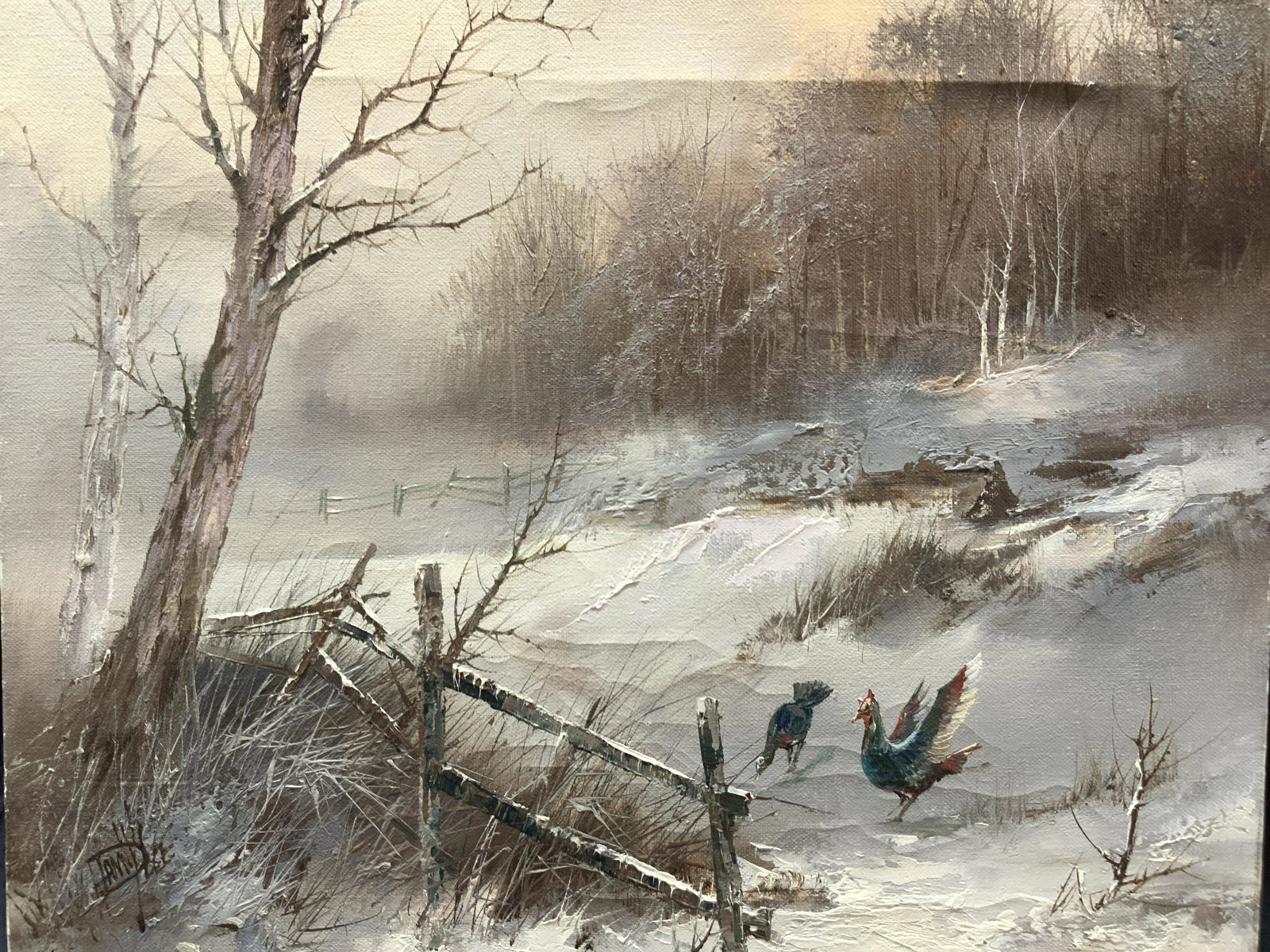 Signed Winter Landscape Oil Painting (1 of 9)
