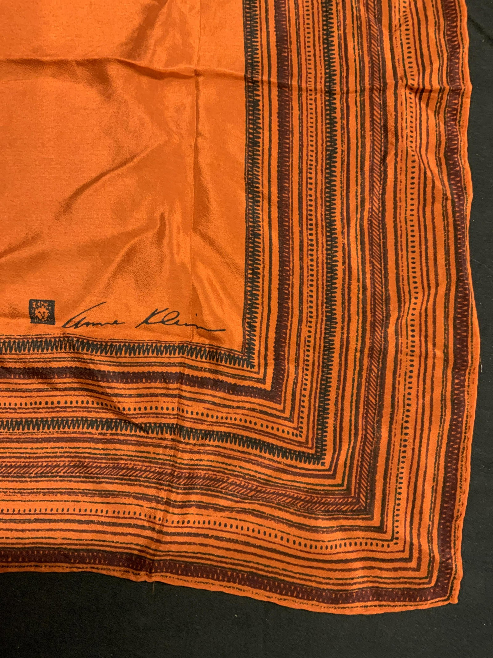 ANNE KLEIN Orange Patterned Silk Handkerchief (1 of 6)