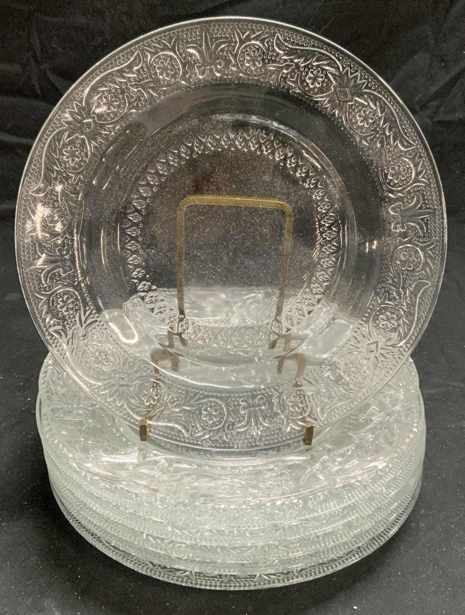 Lot 7 Transparent Pressed Glass Dishes (1 of 7)