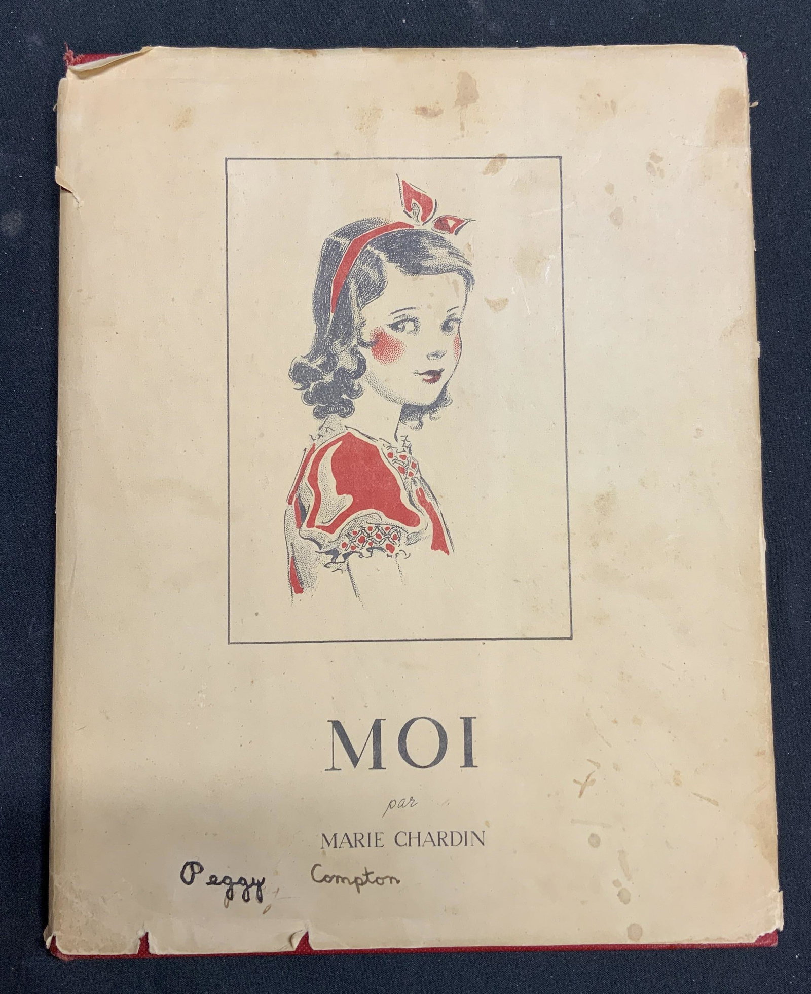 Moi by Marie Chardin First Edition 1936, Signed: Moi by Marie Chardin. First edition with original dust cover. Published by Mae Carden, 1936. Signature to title page, possibly publisher. Wear to dust jacket, cover, pages, and spine consistent with e