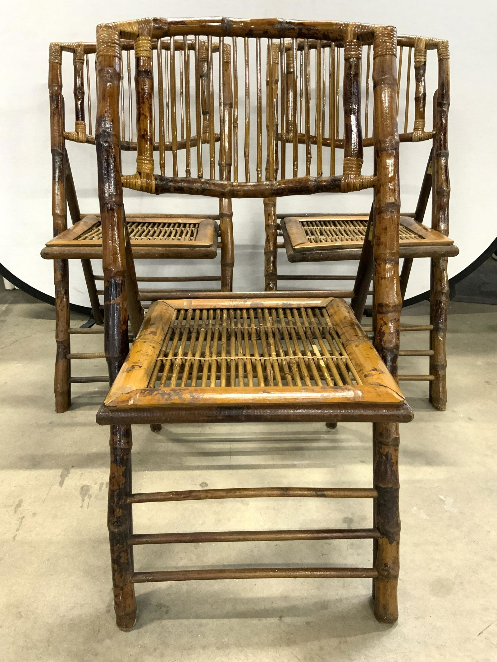 Lot 3 Bamboo Style Folding Chairs (1 of 6)