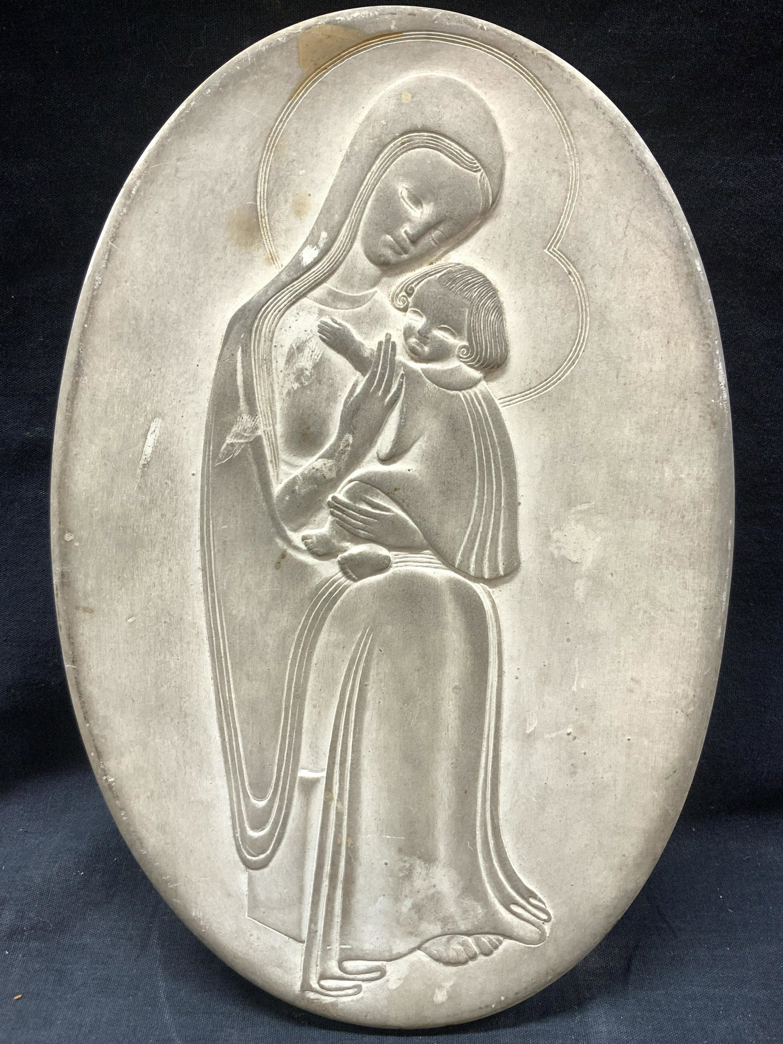 White Plaster Mary & Baby Jesus Wall Plaque (1 of 7)