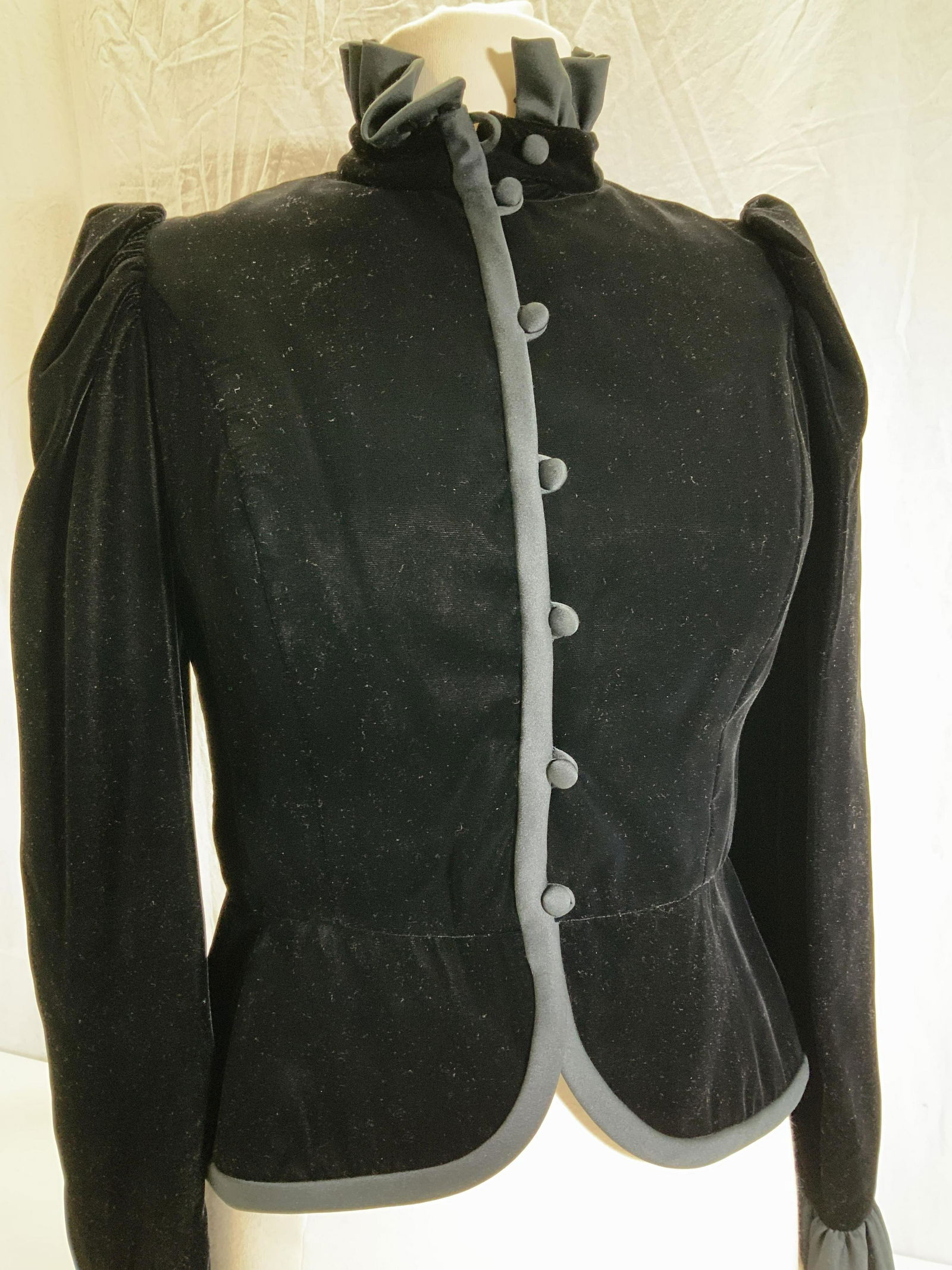 Black Velour Dressy Jacket w Ruffles (1 of 4)