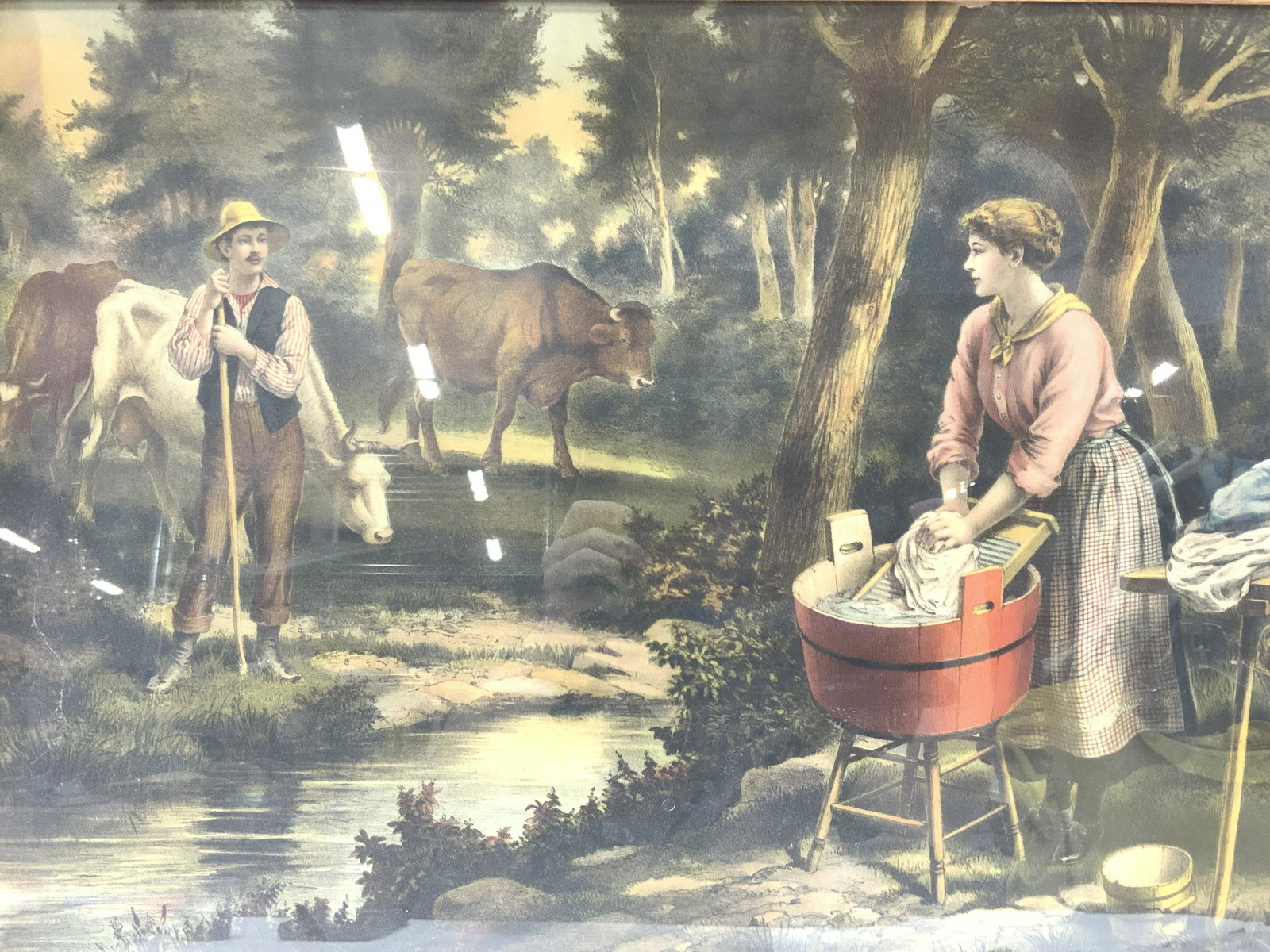 Rancher & Wife Framed Etching Silk Screen (1 of 8)