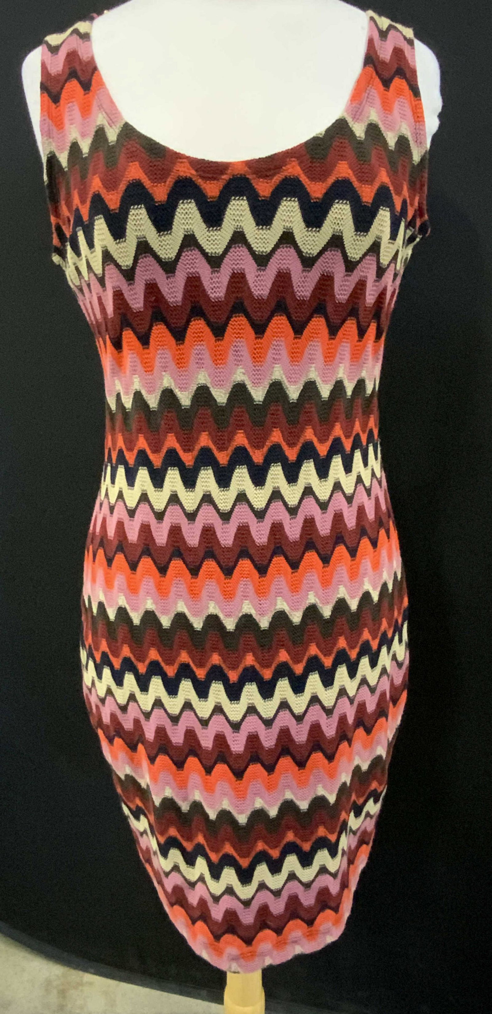 CALVIN KLEIN Burgundy Multi Zigzag Knit Dress (1 of 6)