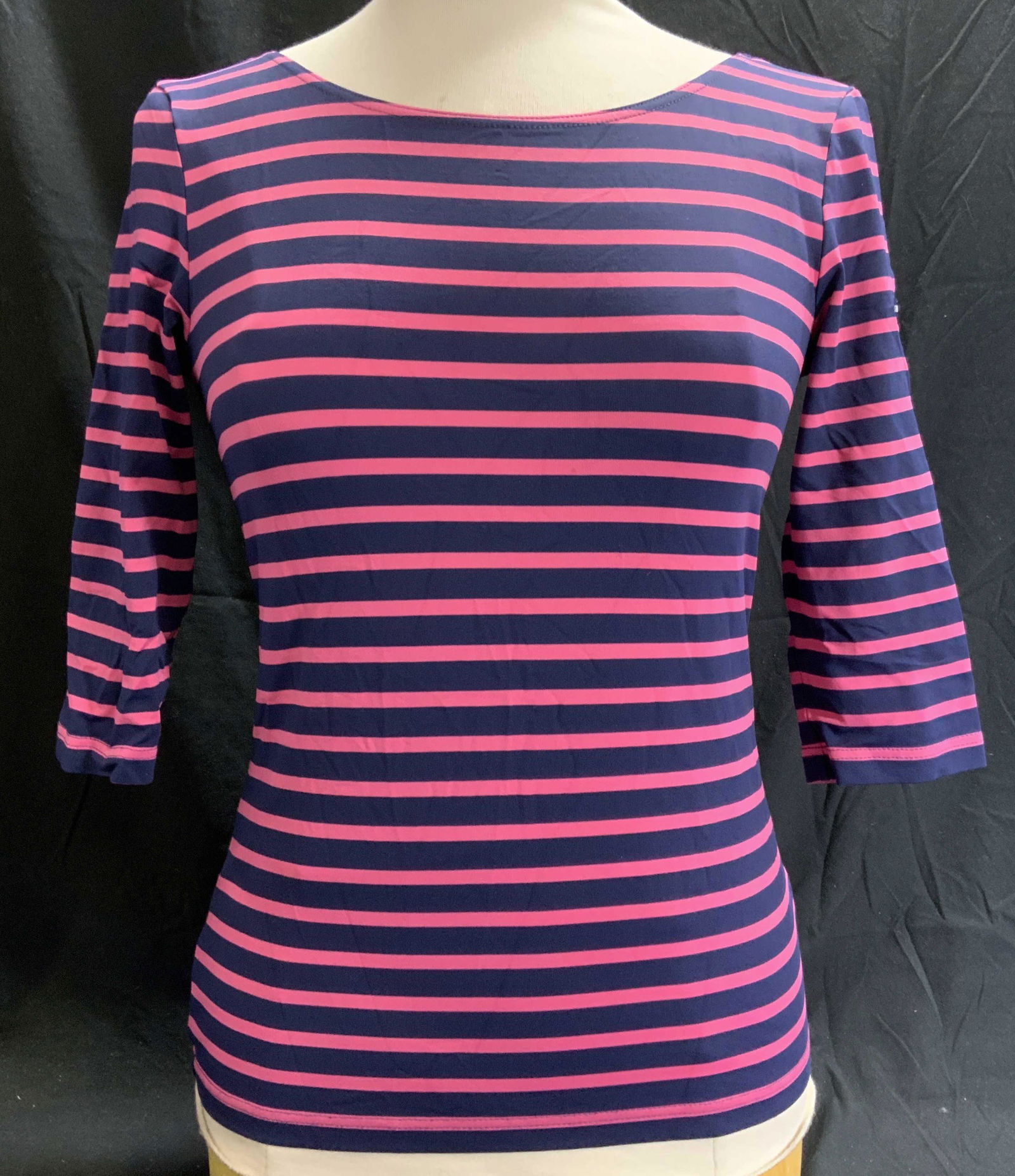 SAINT JAMES Pink/Navy Striped 3/4 Sleeve Top (1 of 7)