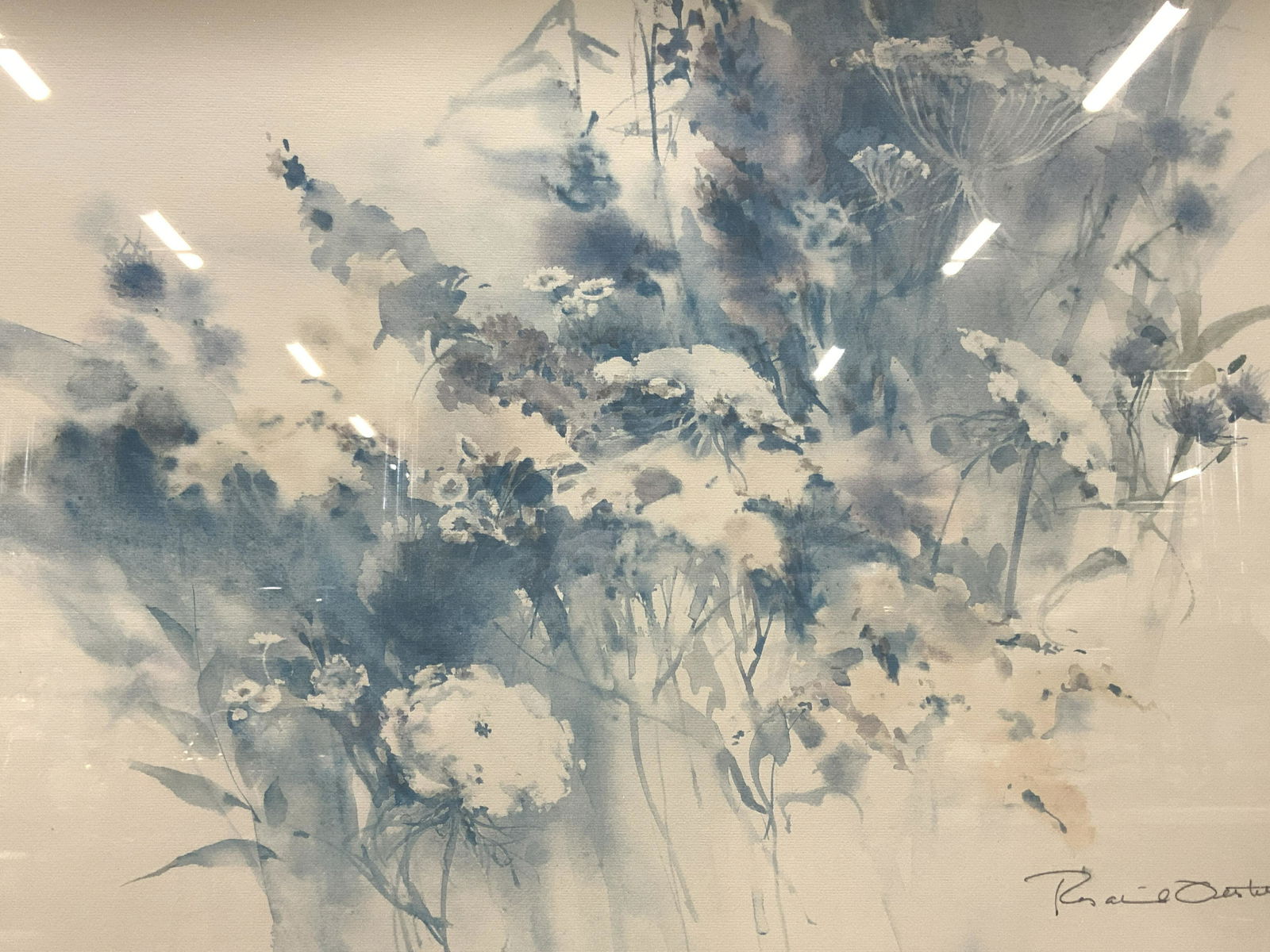 Framed Floral Watercolor Lithograph (1 of 10)