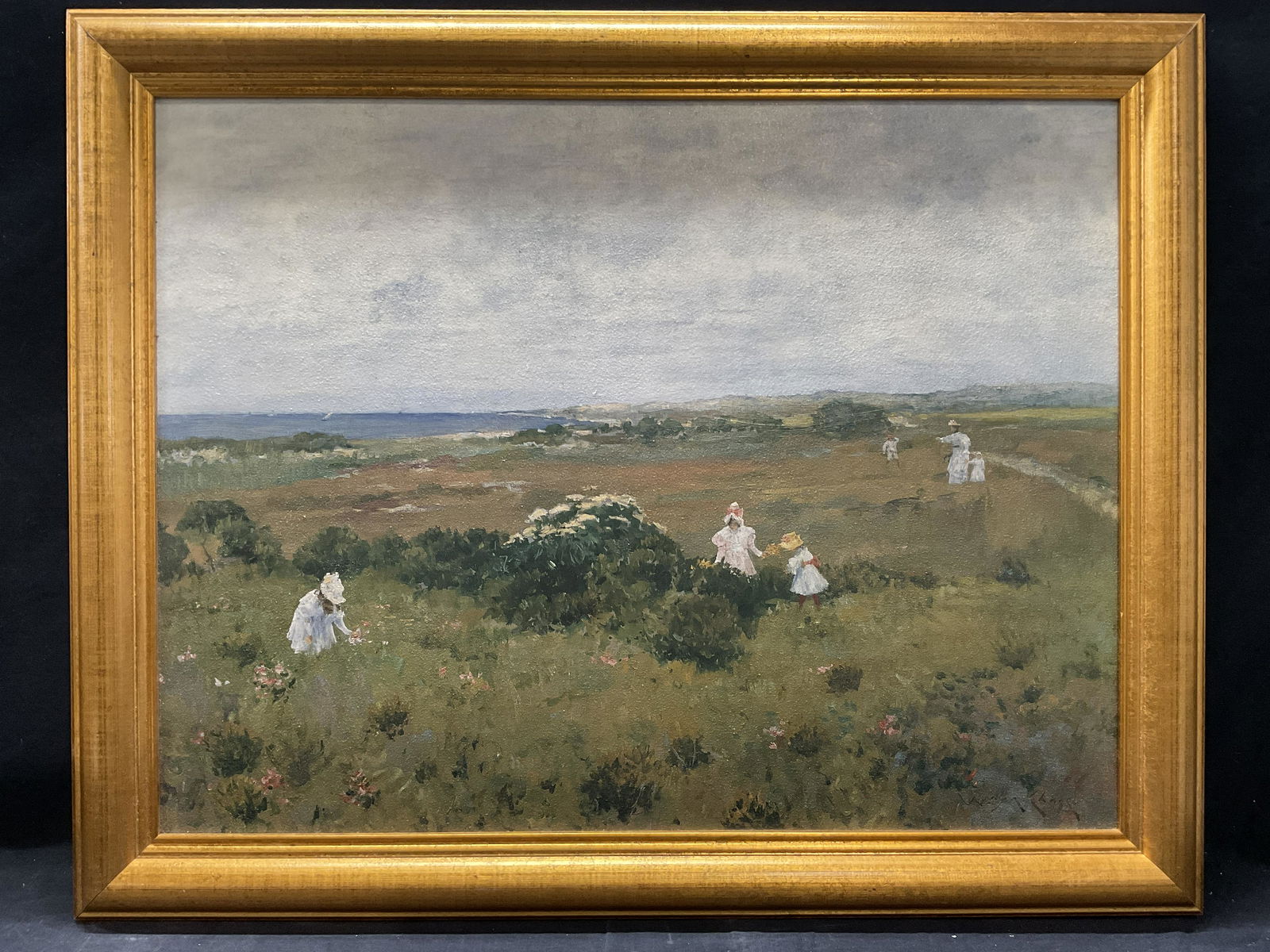 W. CHASE Seaside Flowers Textured Litho on Canvas (1 of 6)