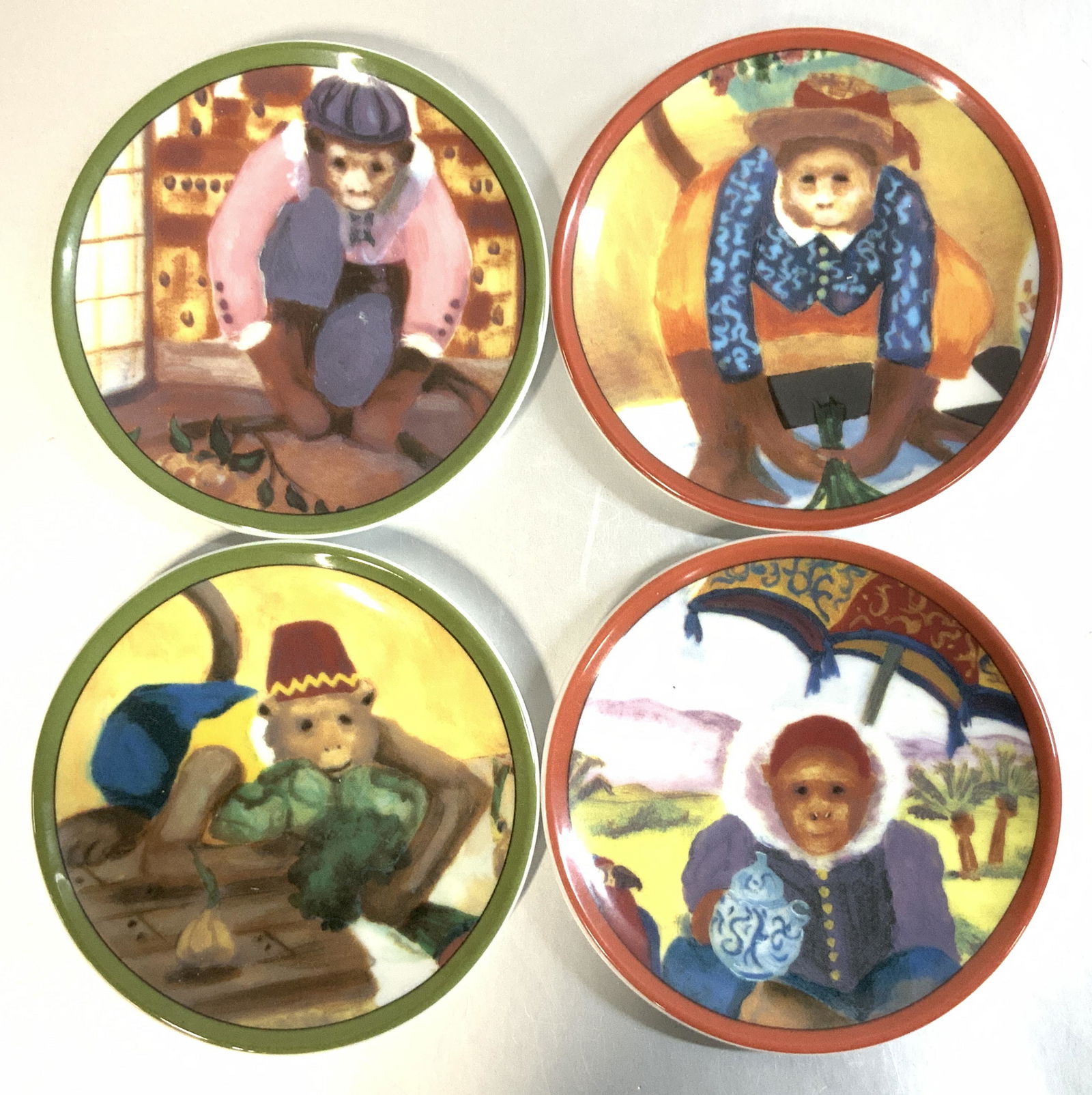 4pc Monkey & The Peddler Porcelain Monkey Coasters (1 of 6)