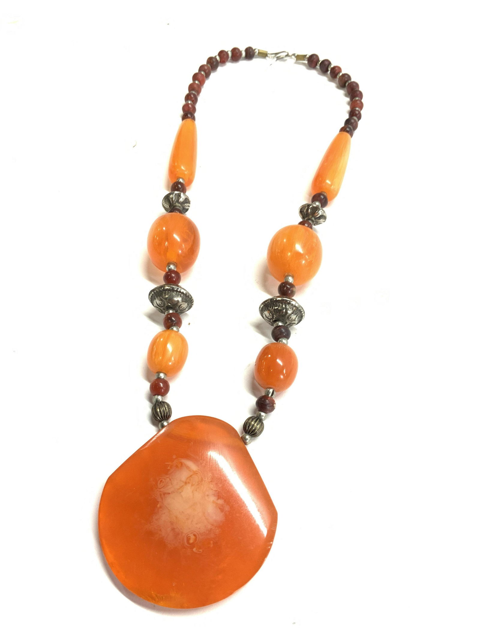 Chunky Orange Resin Bead Pendant Necklace (1 of 6)