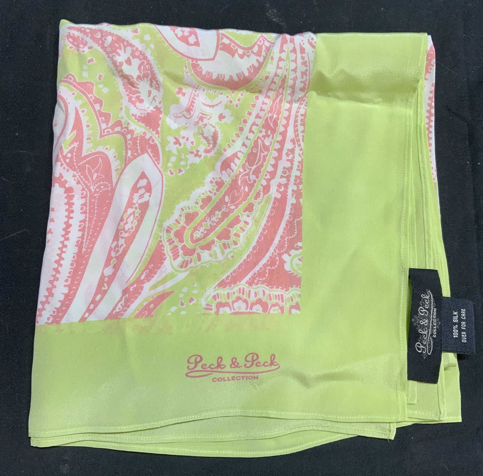 PECK & PECK Green/Pink Paisley Silk Scarf (1 of 6)