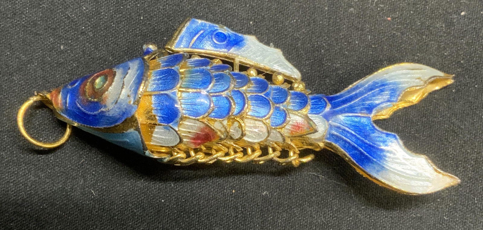 Gold Tone Enameled Fish Pendant, Jewelry (1 of 6)