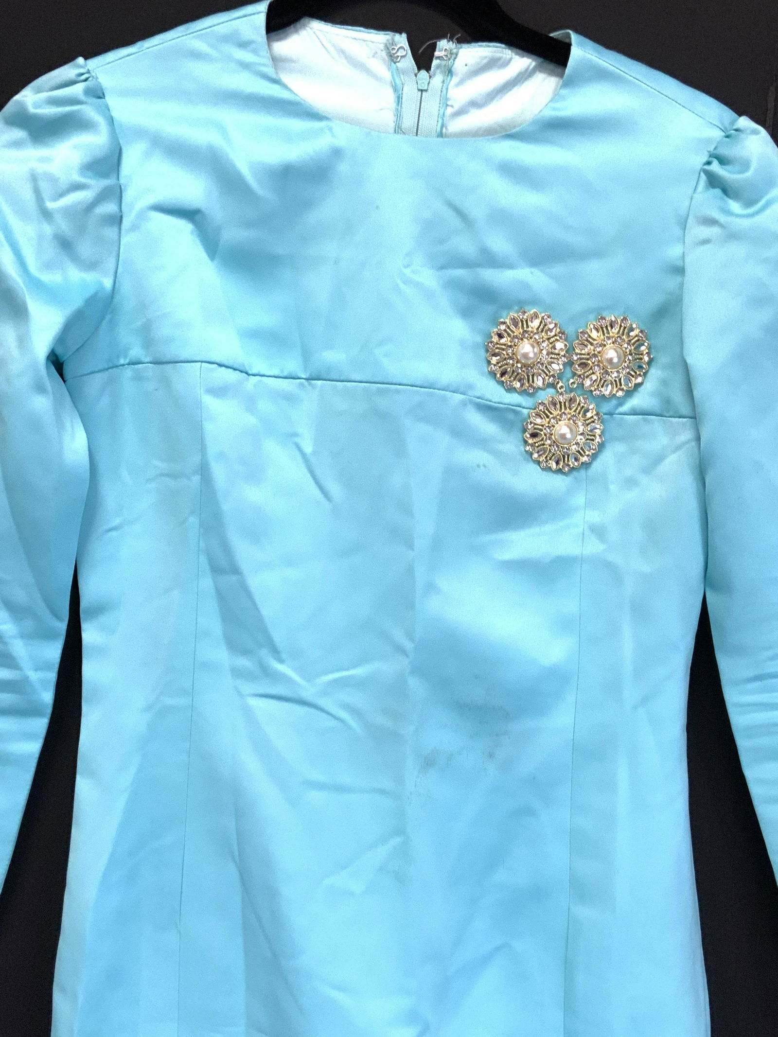 1960s Custom Cocktail Dress w Rhinestone Accents (1 of 7)