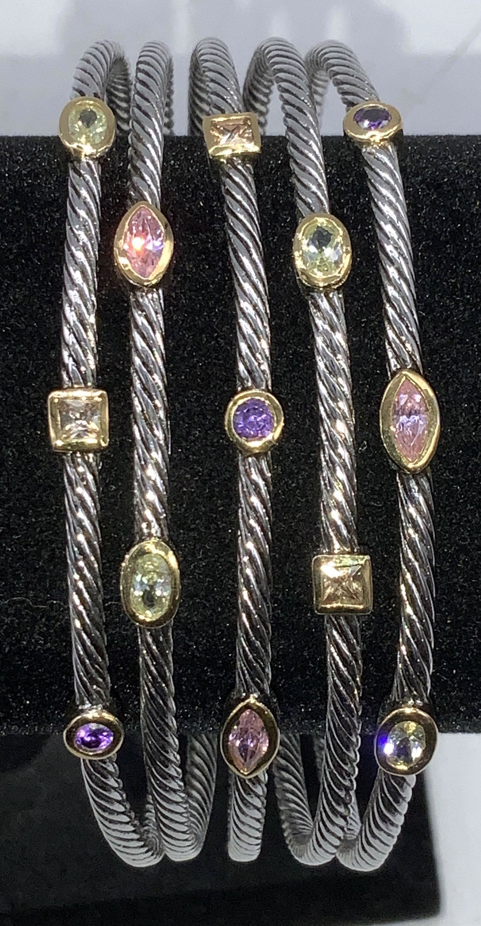 Two Tone Cable Bracelet with Crystals (1 of 4)