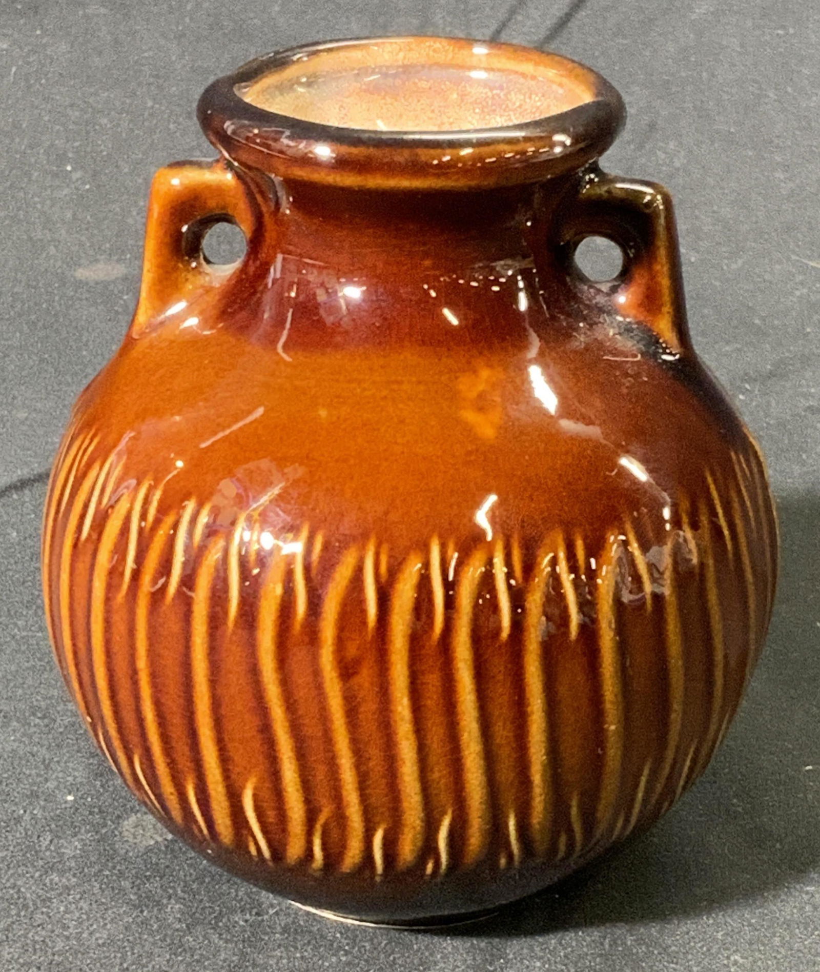 Brown Glazed Bud Vase, Pottery Vessel (1 of 4)