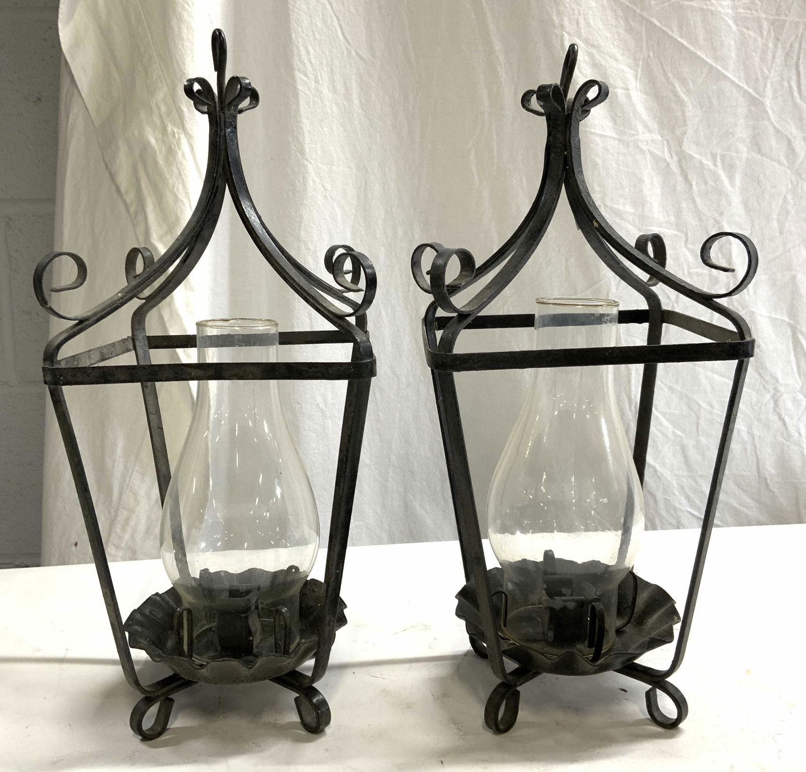 Pair Vintage Metal Hurricane Lanterns (1 of 8)