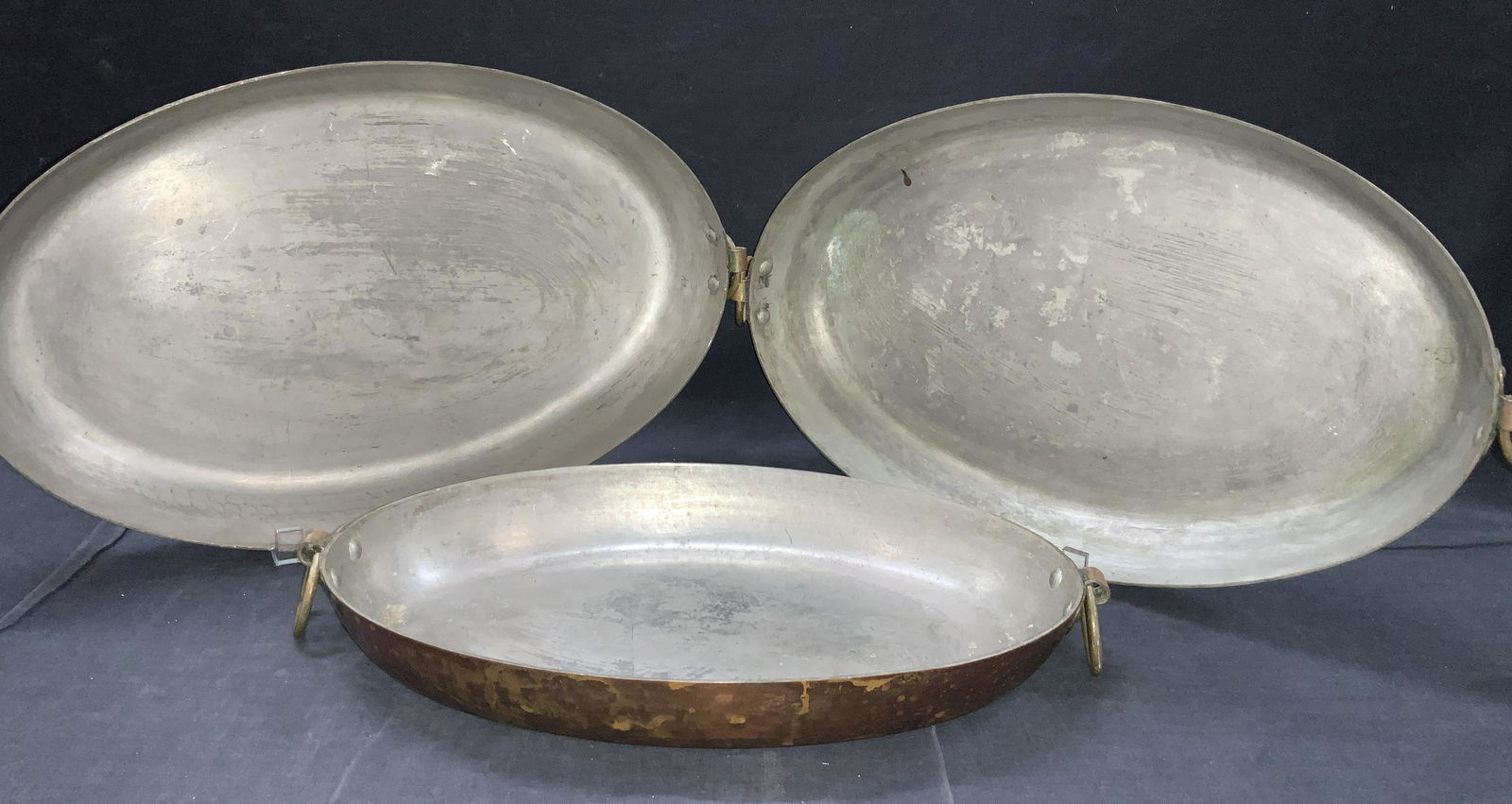 3 Vintage Copper & Metal Cooking Trays, France (1 of 7)