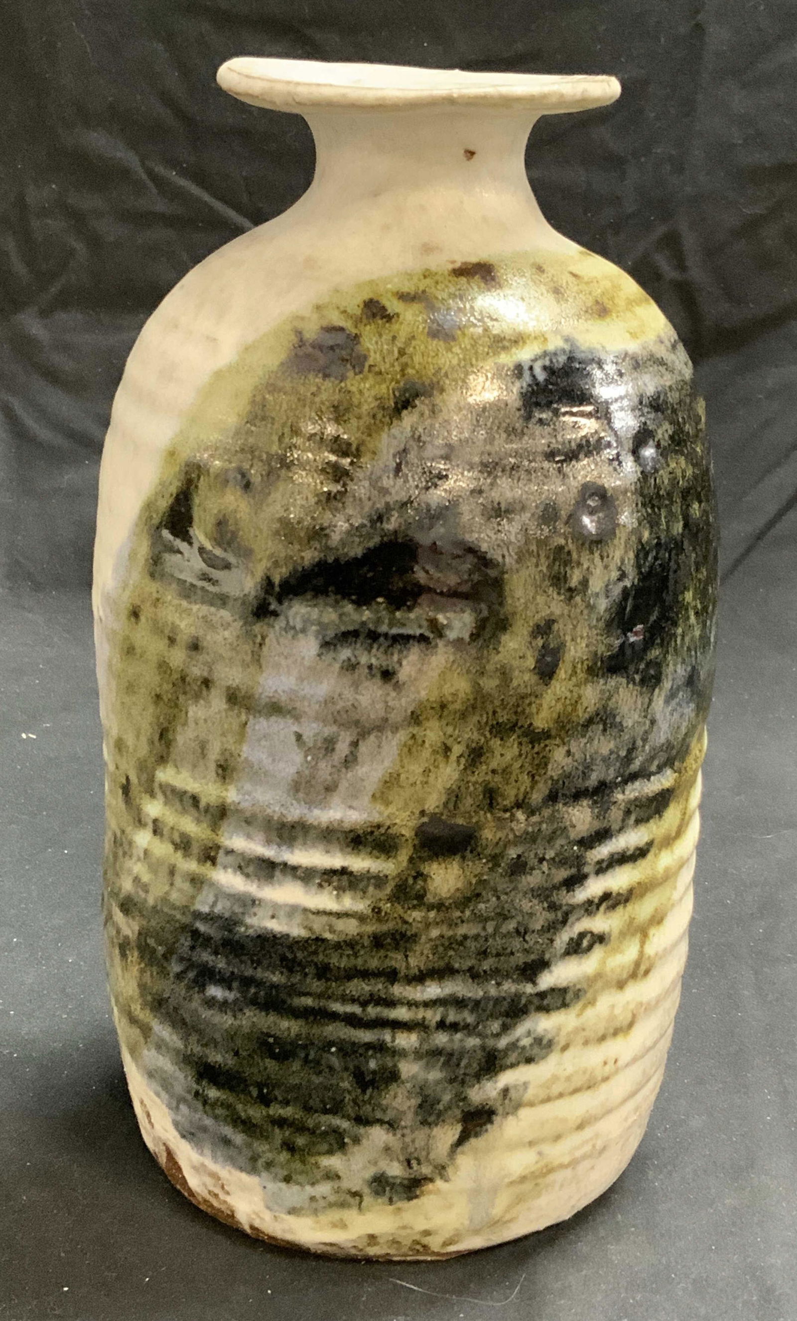 Signed Artisan Black & White Pottery Vase (1 of 6)