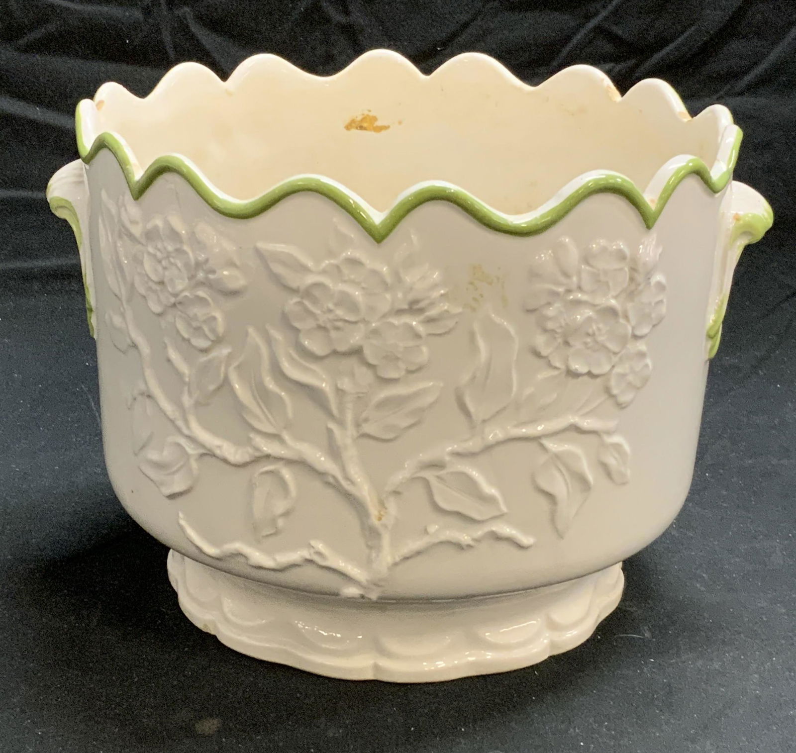 Vintage Ceramic Floral Embossed Cachepot, Italy (1 of 6)