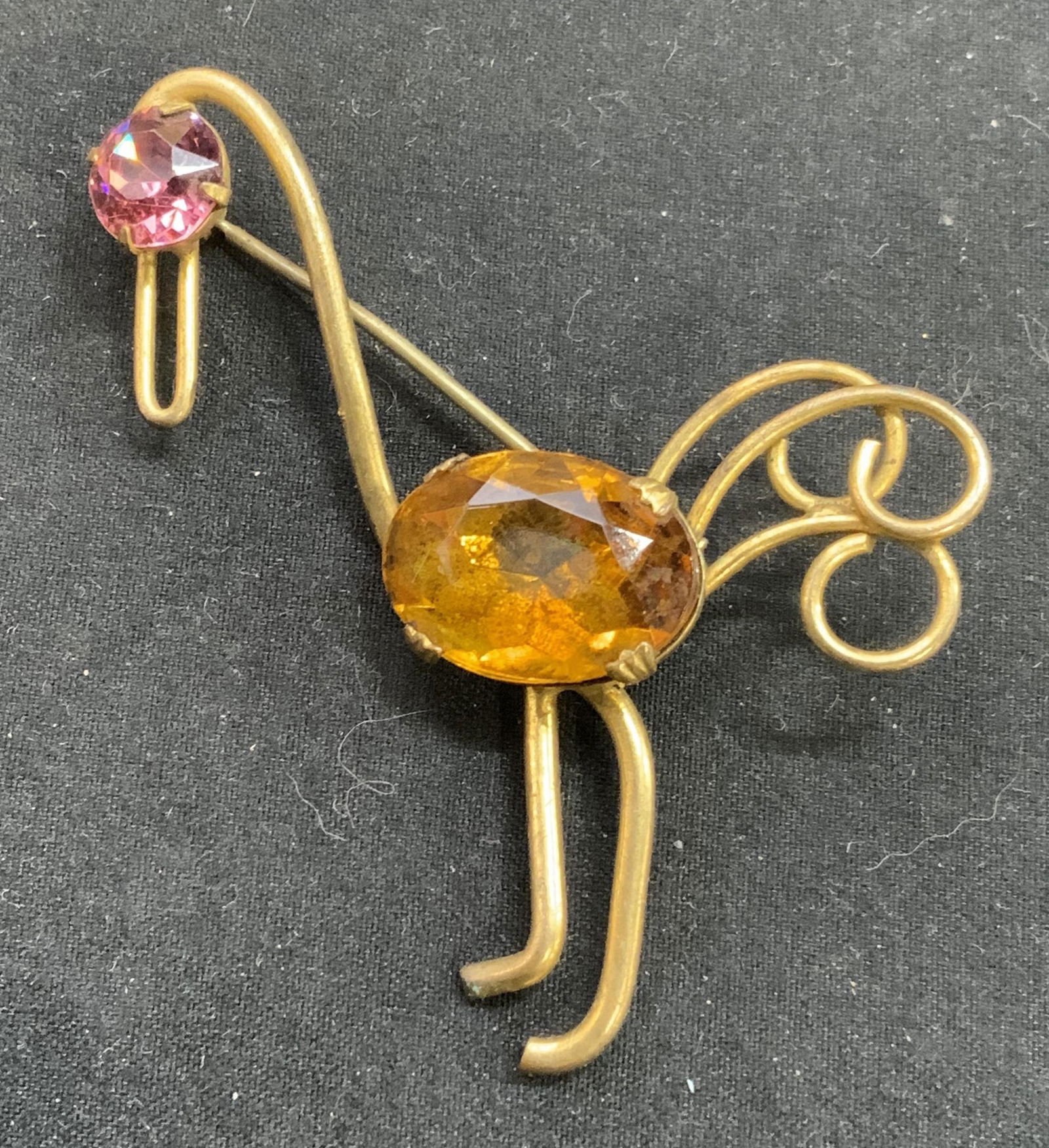 Vintage Gold Tone Crystal Bird Brooch (1 of 6)