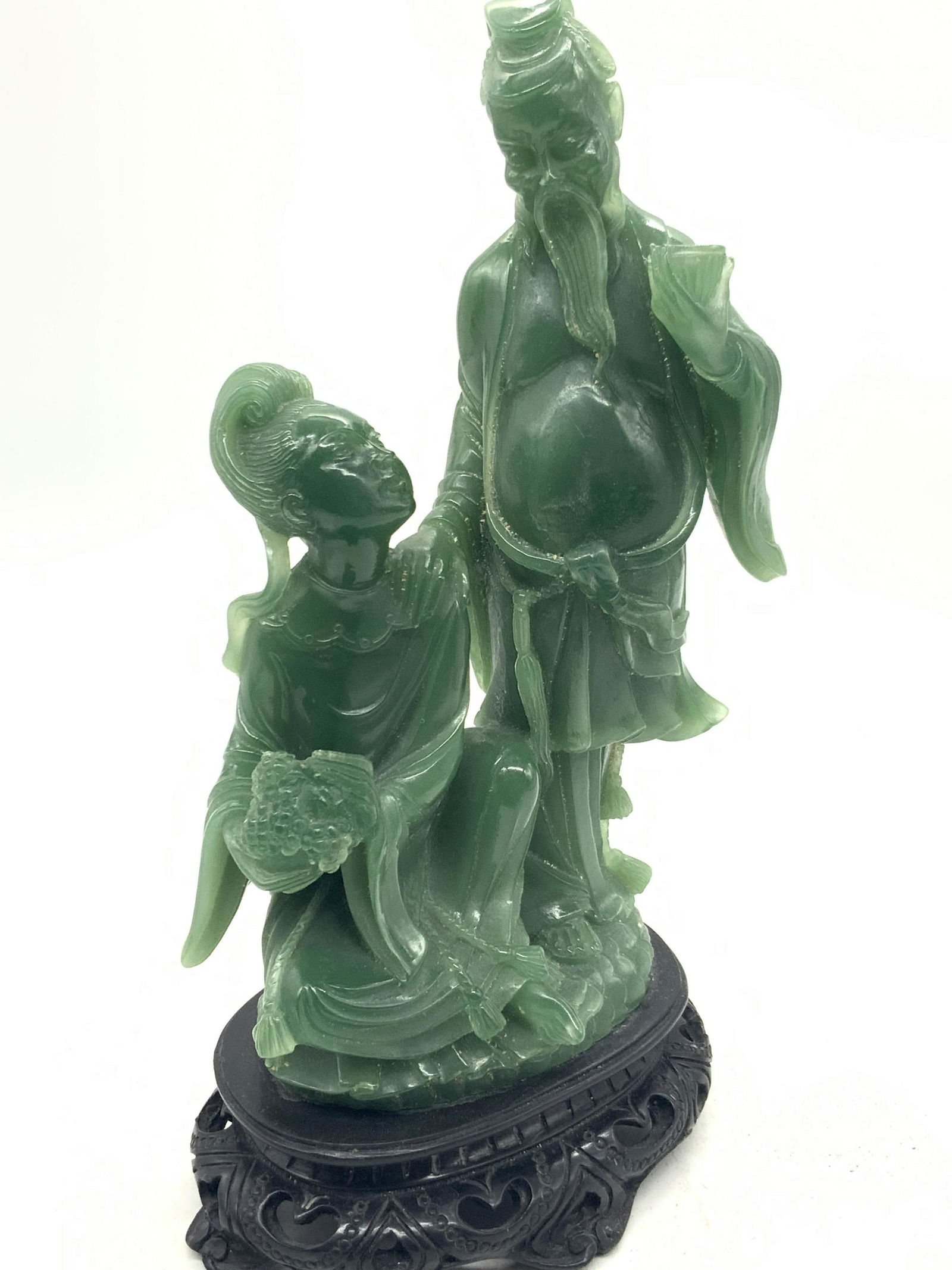 Faux Jade Asian Couple Figural Sculpture (1 of 10)