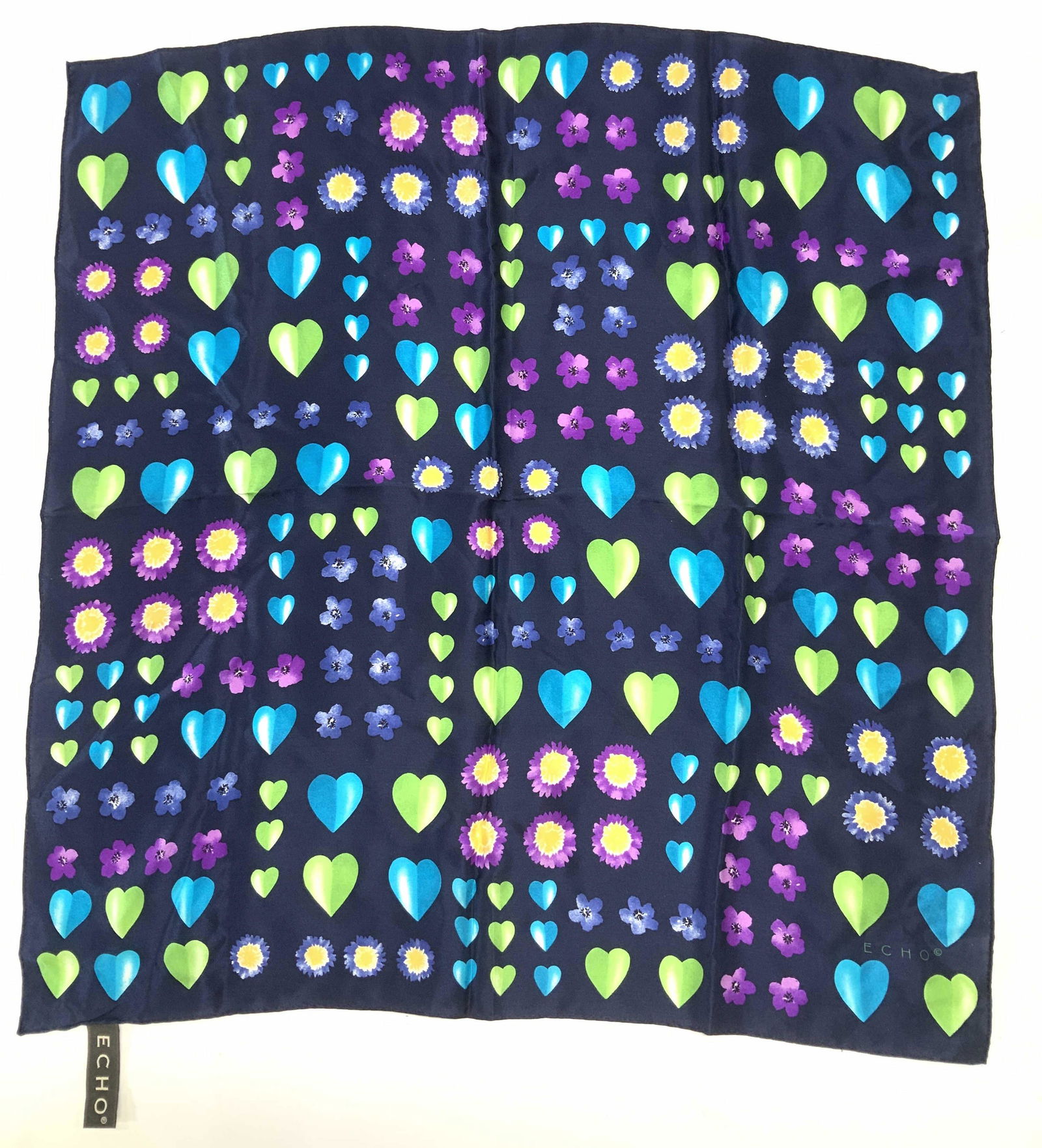 ECHO Silk Scarf, Navy Blue Sheer Scarf (1 of 8)