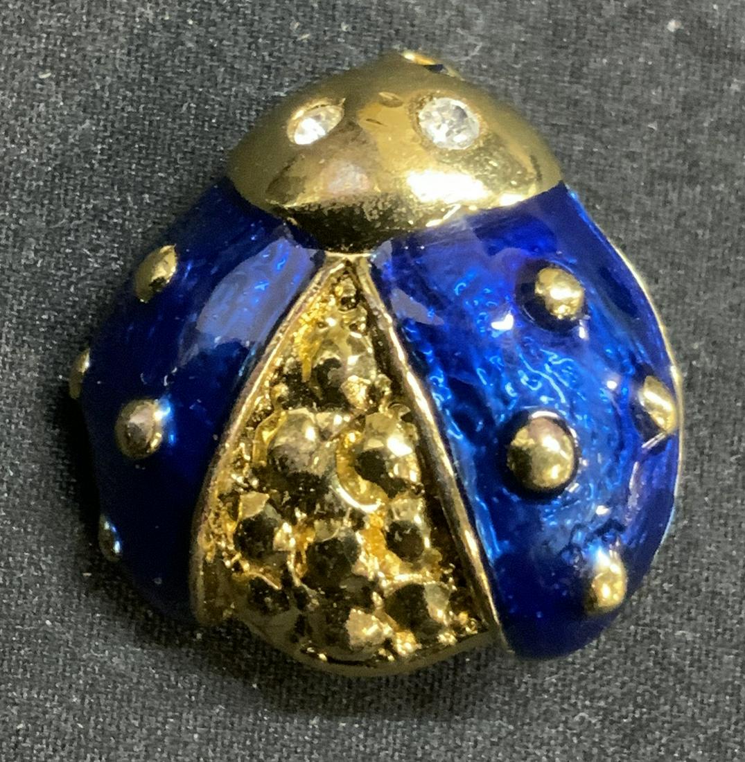 Gold Tone Blue Enameled Ladybug Brooch (1 of 6)