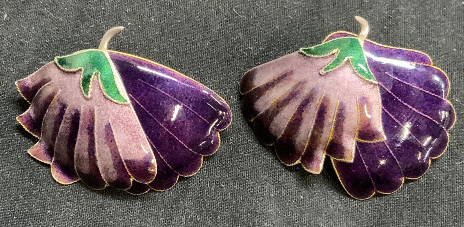 Purple Floral Enameled Dangle Earrings (1 of 6)