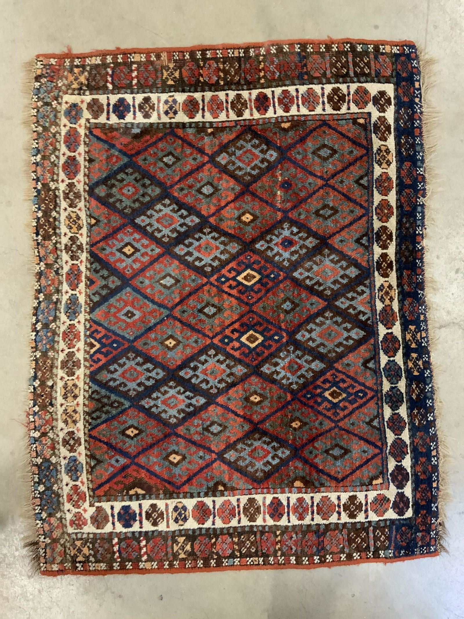 Antique Handmade Persian Kurdish Fringed Wool Rug (1 of 8)