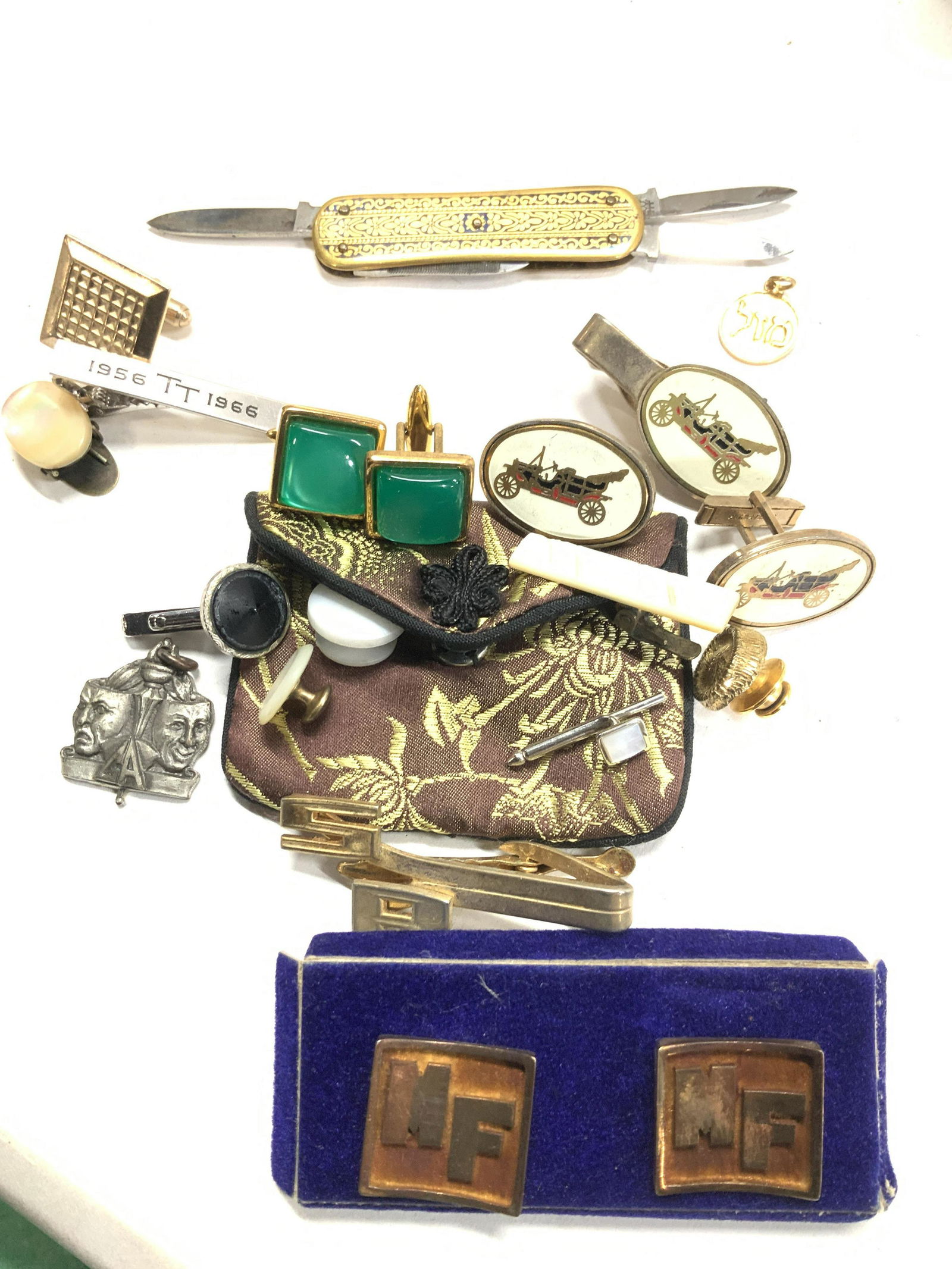 Lot 20 Cufflinks, 14K Gold Cufflinks, Tie Clips (1 of 8)