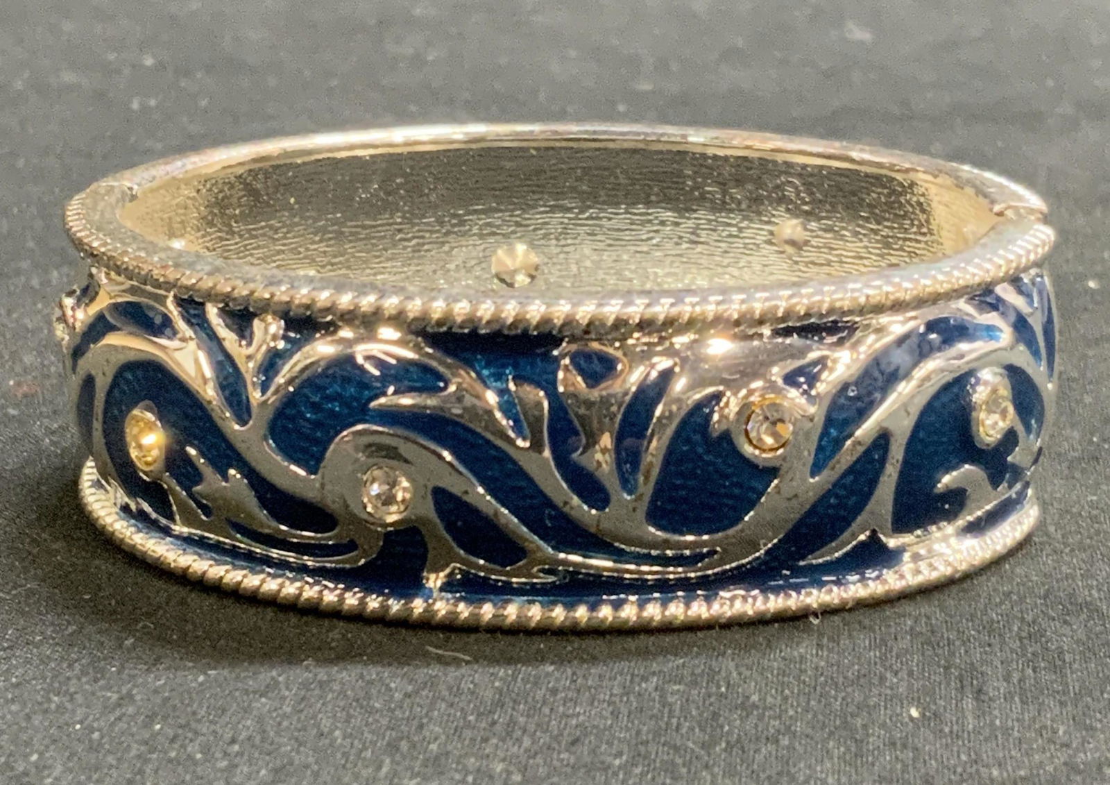 Silver Tone Blue Enameled Crystal Bracelet (1 of 6)