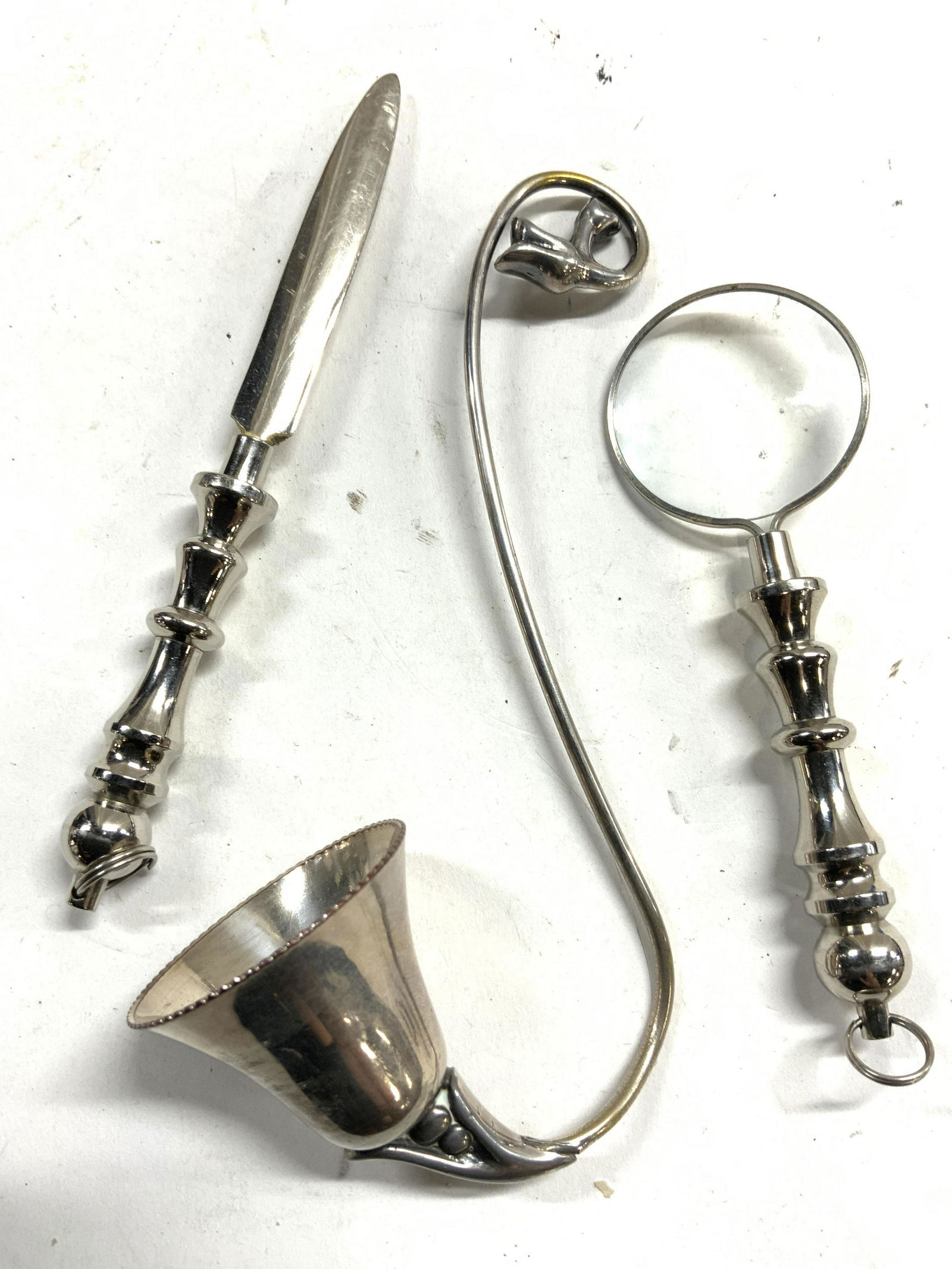 Lot 3 Letter Opener, Candle Snuffer, Mag Glass (1 of 6)