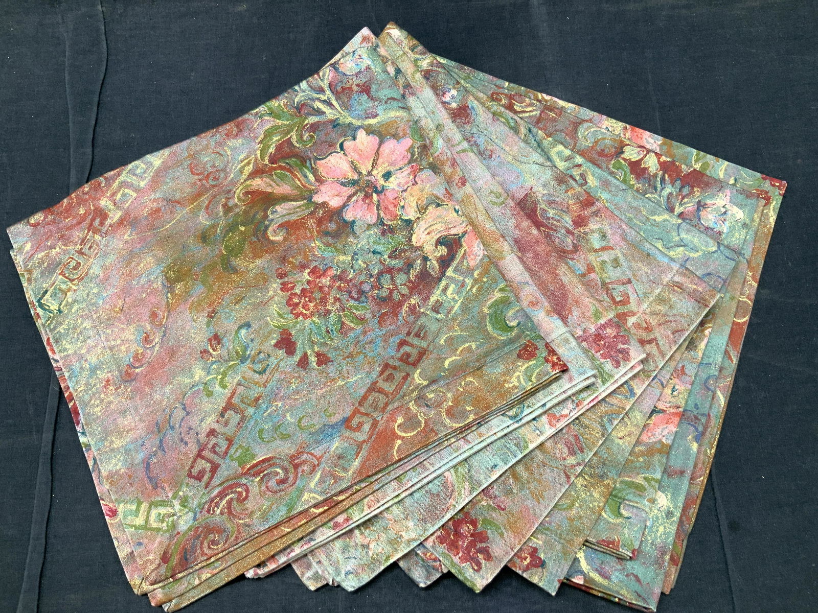 8 Multi Colored Floral Cotton Table Linen (1 of 8)