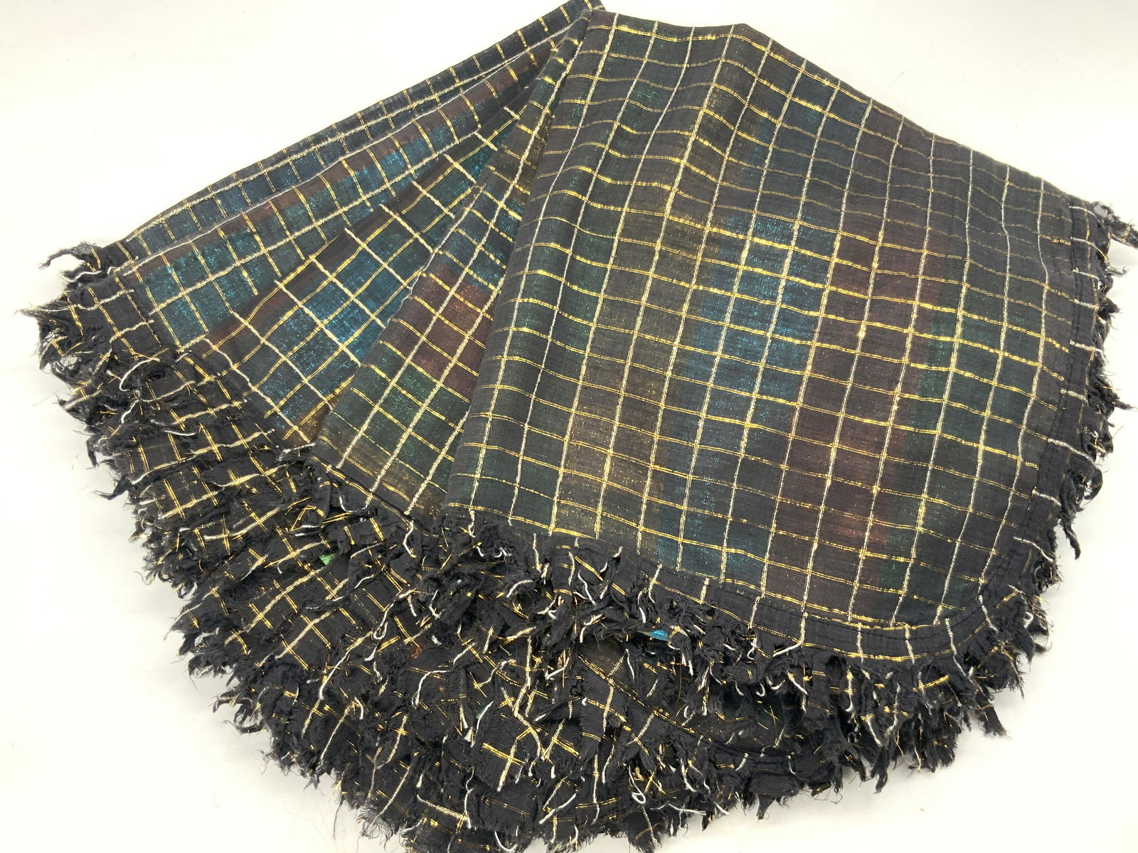 6 Black Shimmering Fringed Cotton Place Mats (1 of 6)