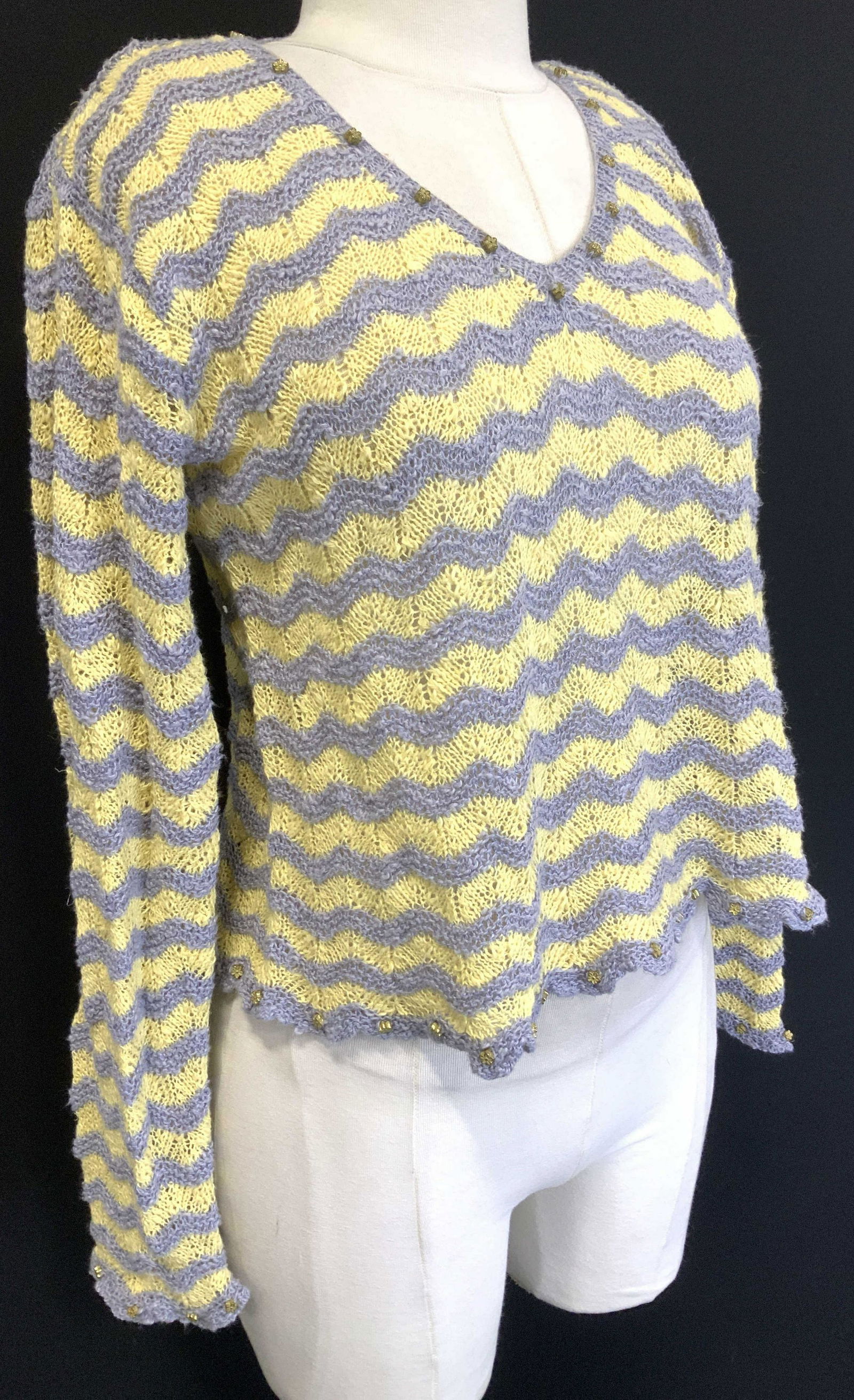 English Weather Hand Knit Linen Cotton Sweater (1 of 6)