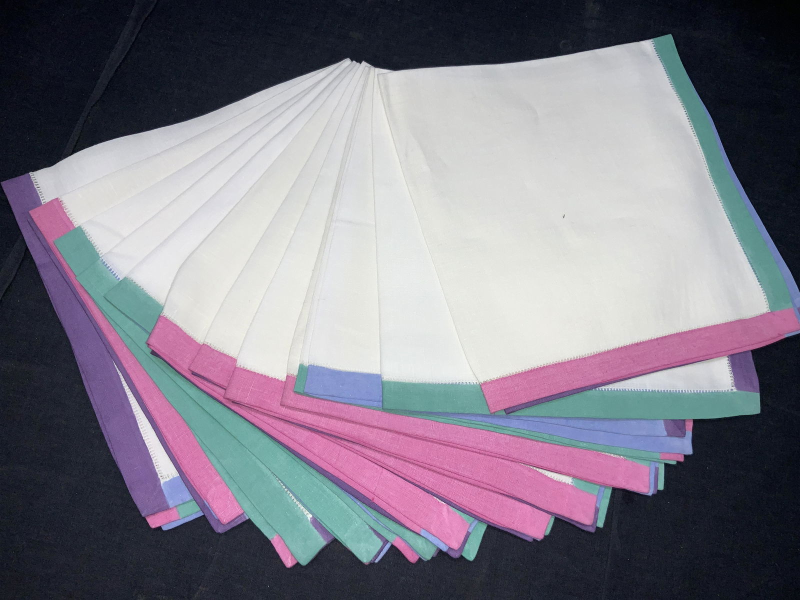 12 Colored Edged Linen Napkin/ Mats (1 of 7)